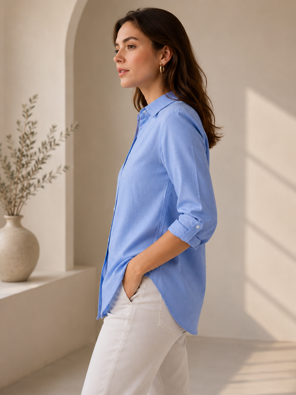Blue Solid Relaxed Shirt
