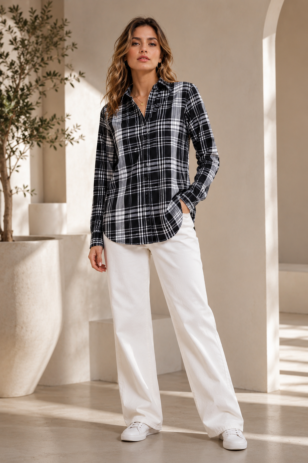 Black Tartan Checks Long Sleeve Shirt
