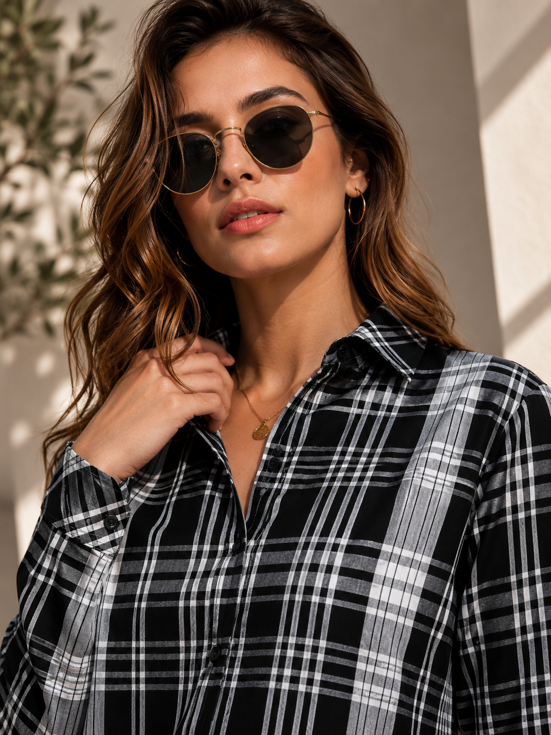 Black Tartan Checks Long Sleeve Shirt