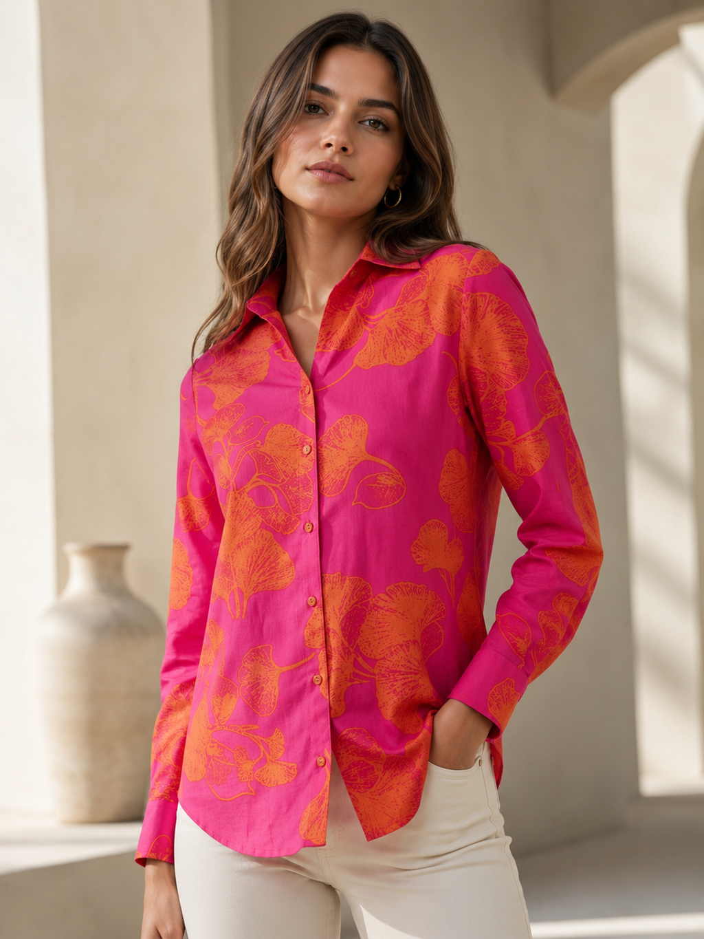 Blossom Charm Pink Floral Shirt
