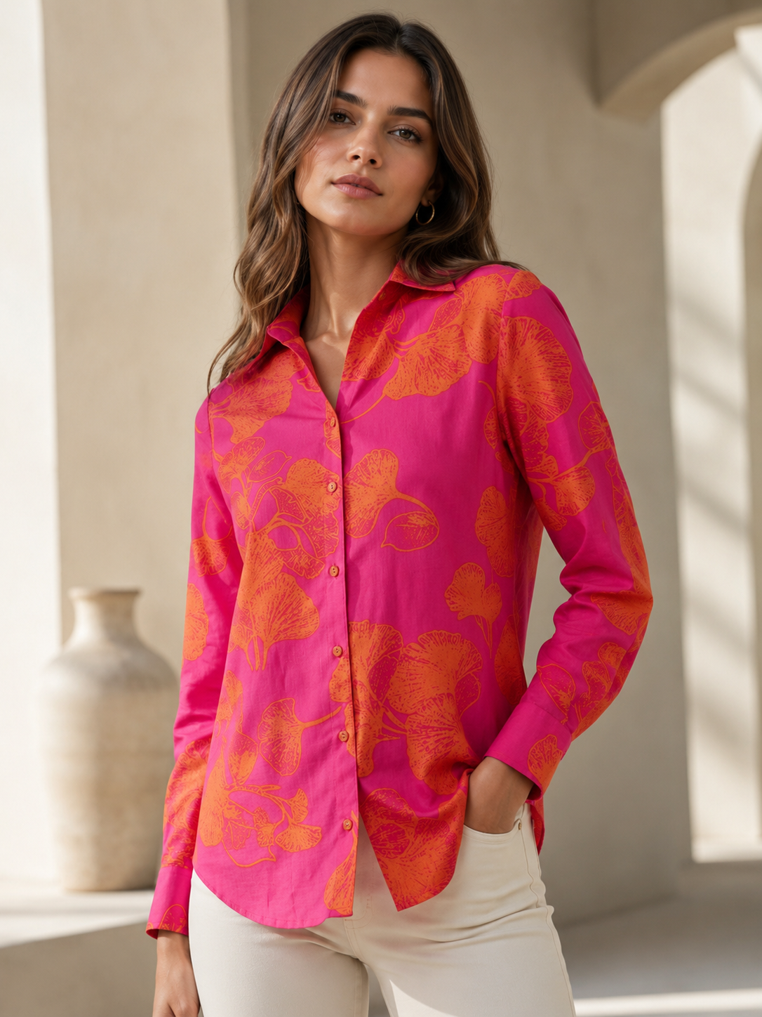 Blossom Charm Pink Floral Shirt