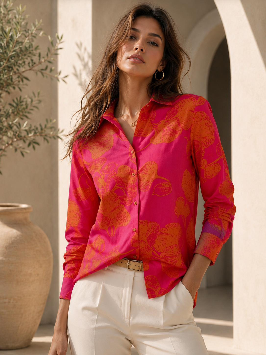 Blossom Charm Pink Floral Shirt