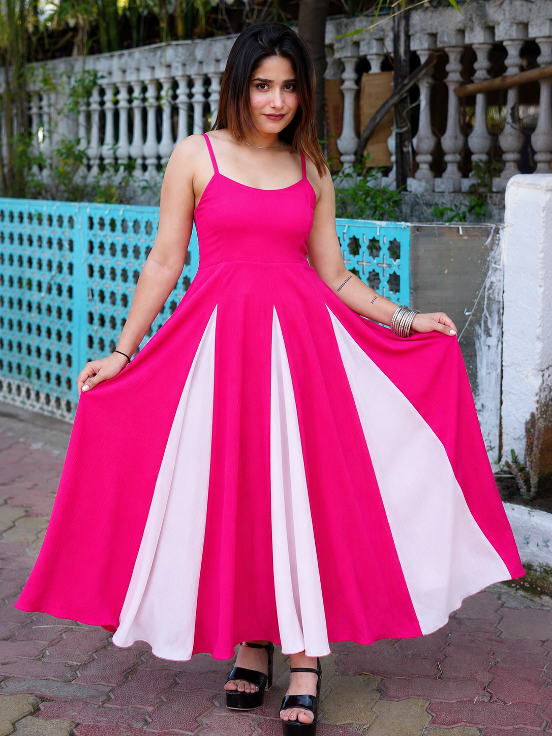 Blush Harmony Colorblock Maxi Dress