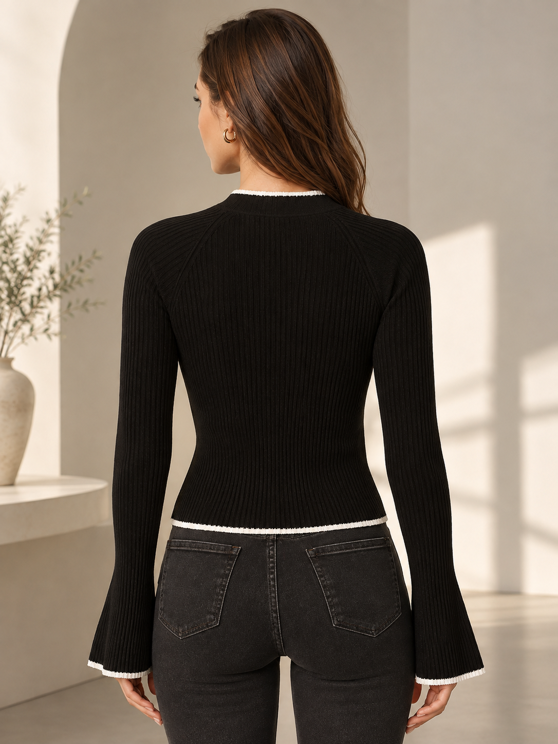 Noir Bloom Embroidered Pullover