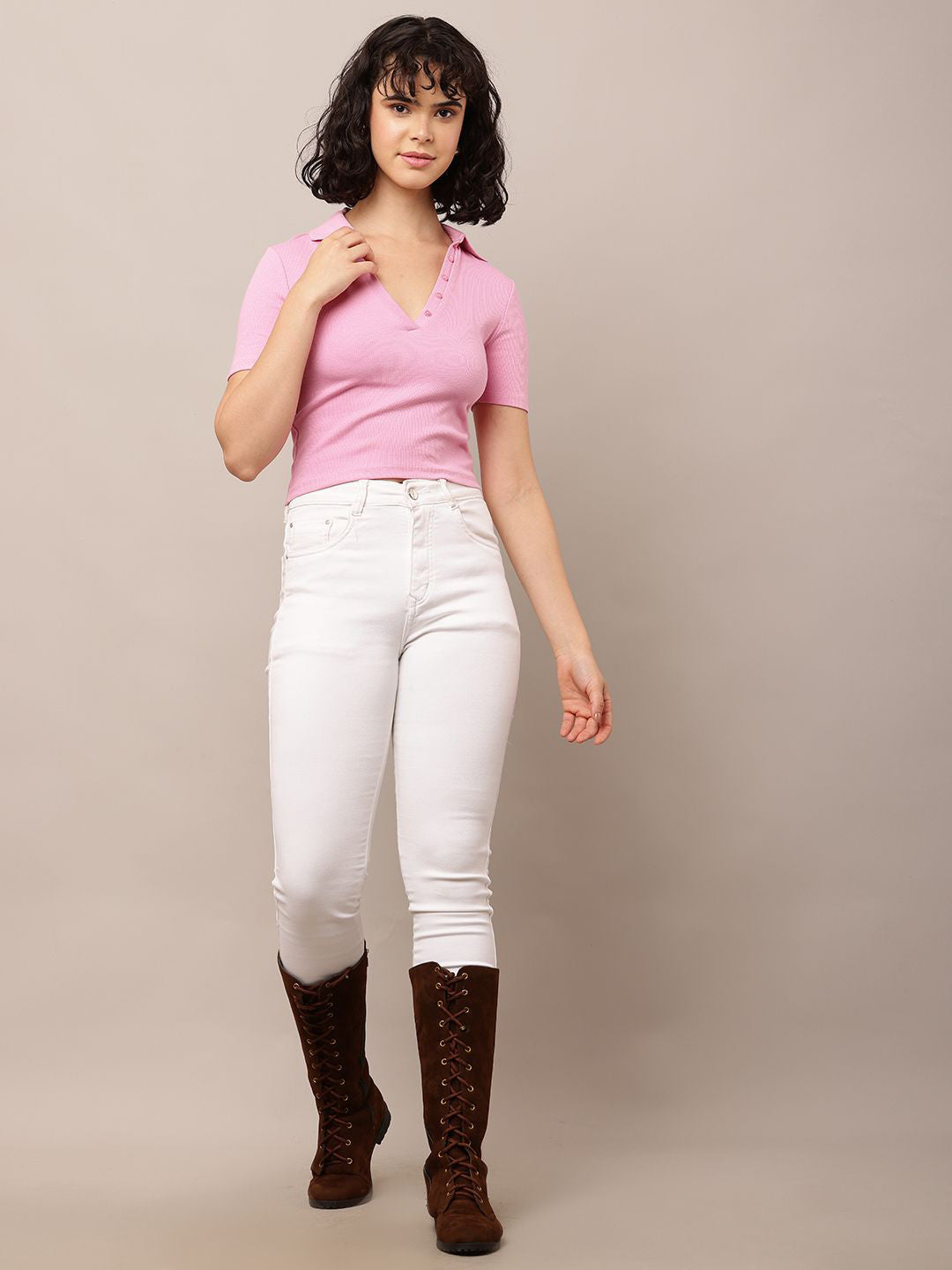 Blush Muse V-Neck Crop Top
