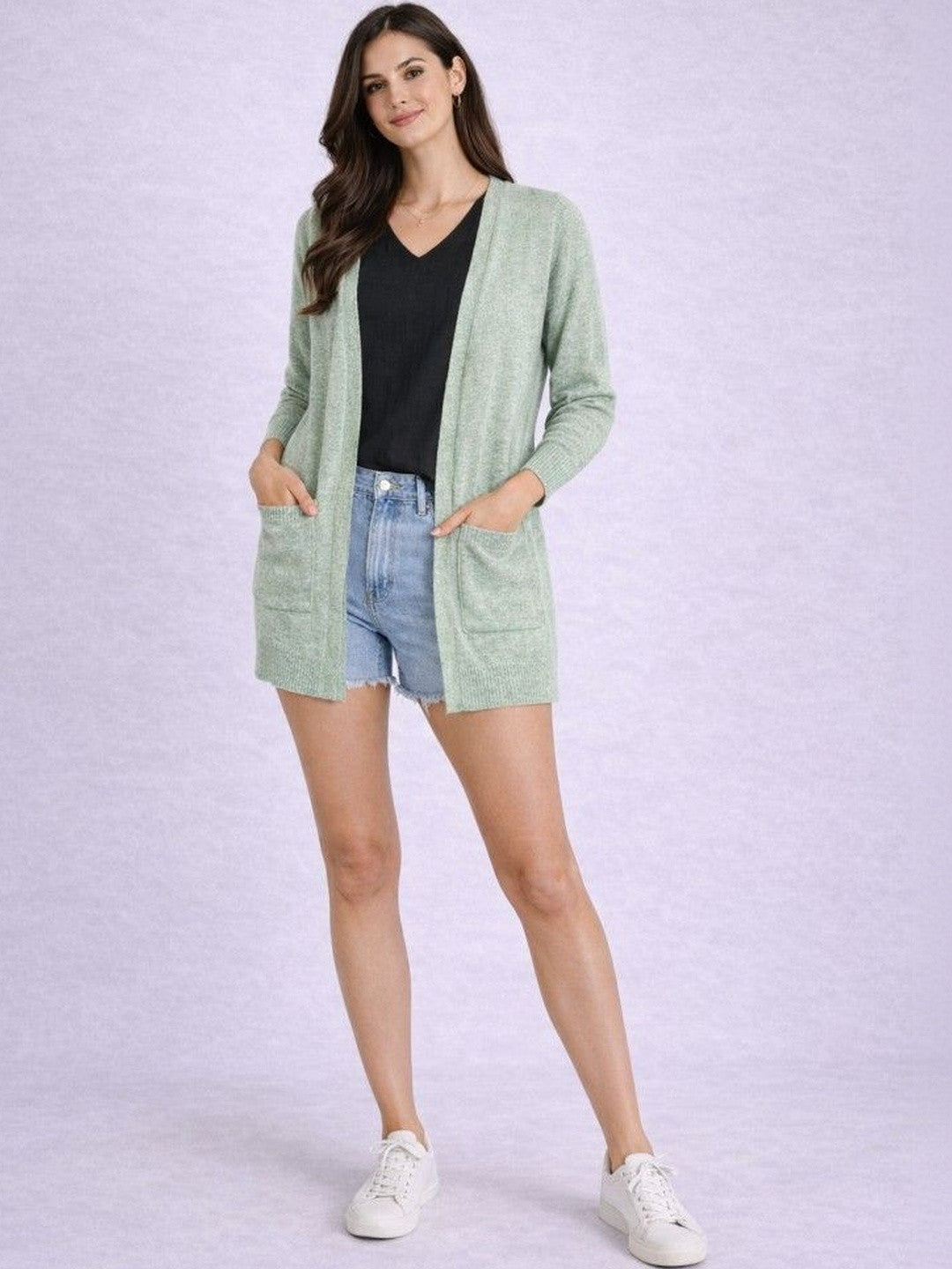 Green Luxe Open Front Shrug