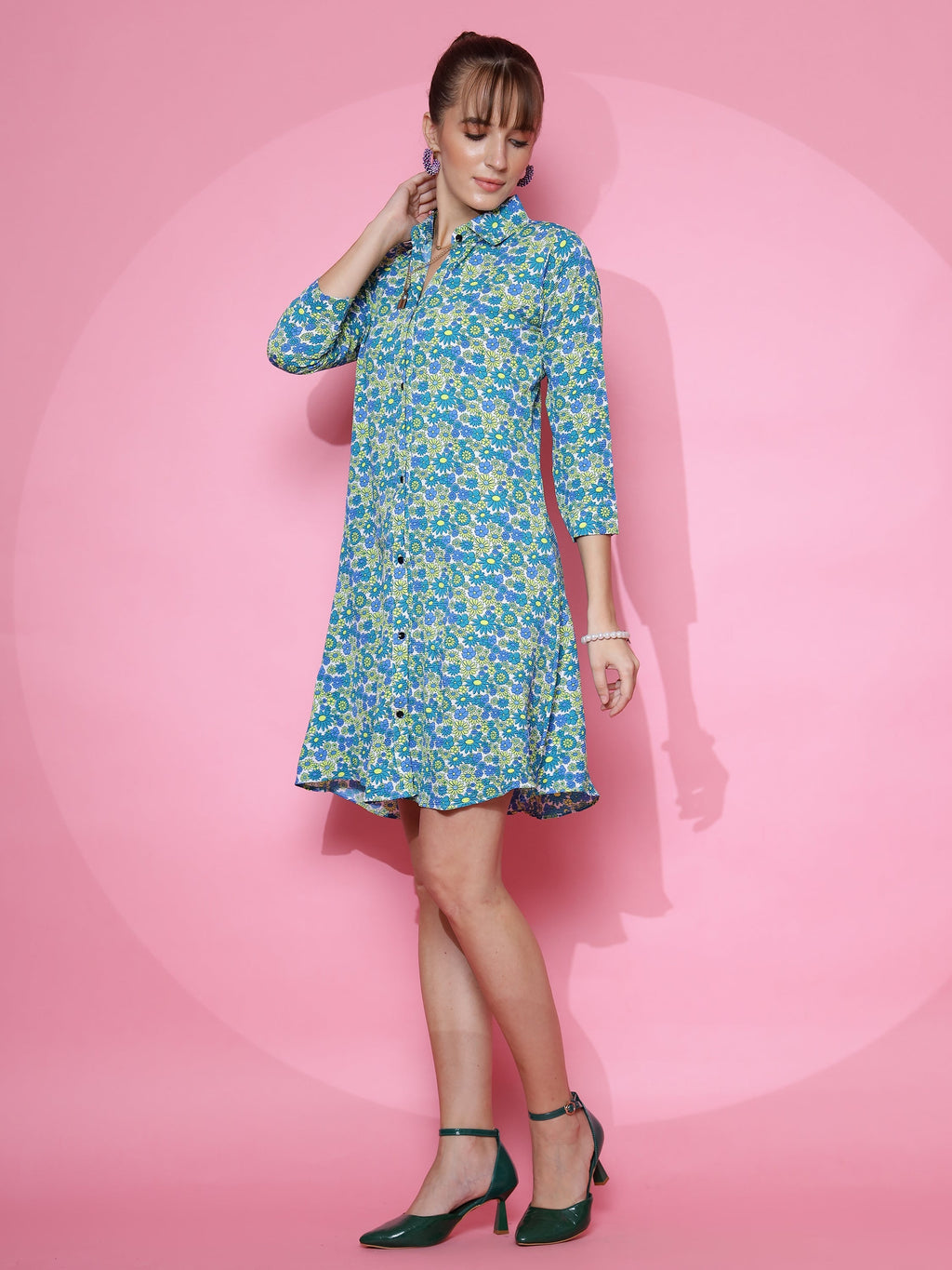 Green Floral Print Shirt