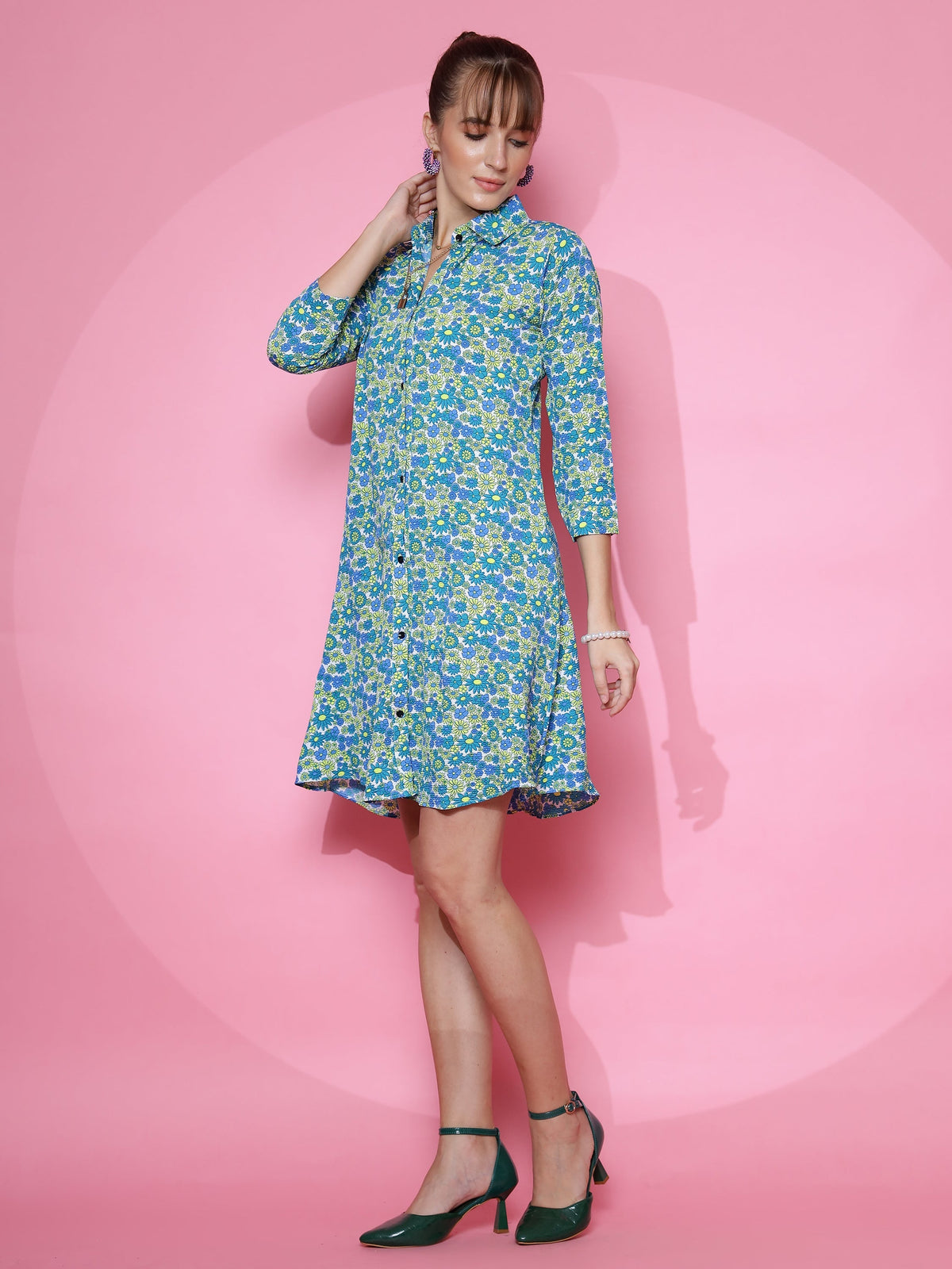 Green Floral Print Shirt