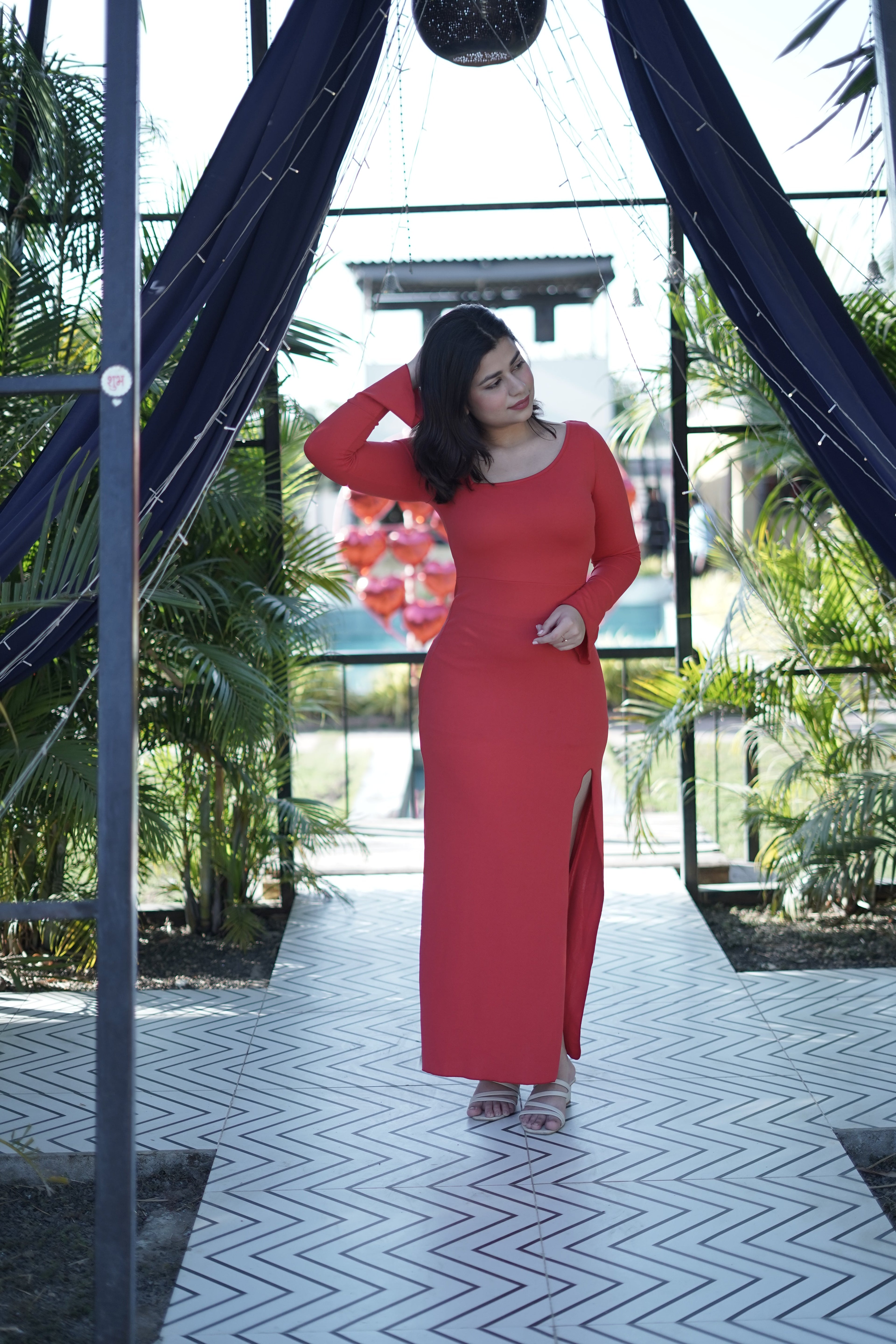 Crimson Enigma Bodycon Dress