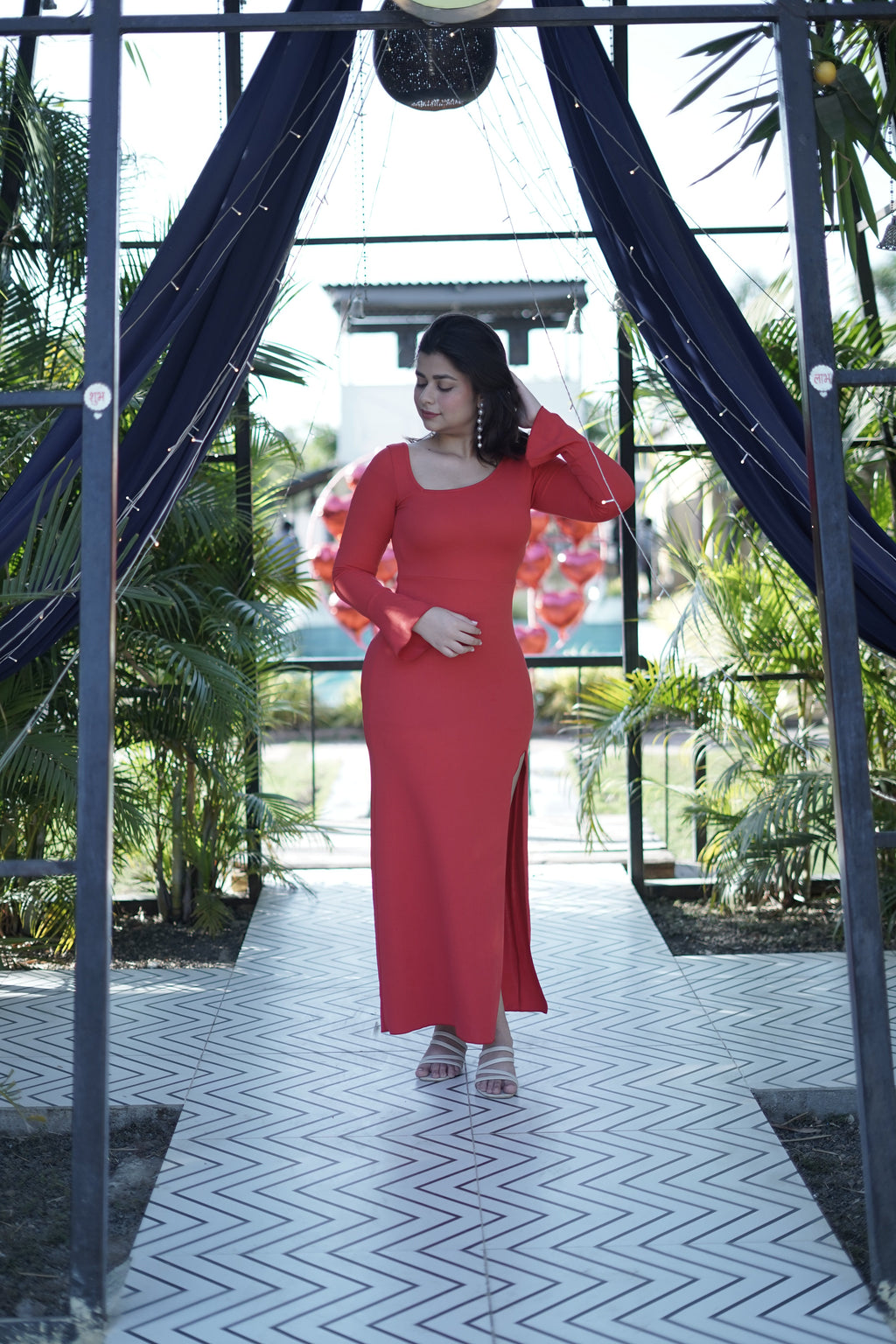 Crimson Enigma Bodycon Dress