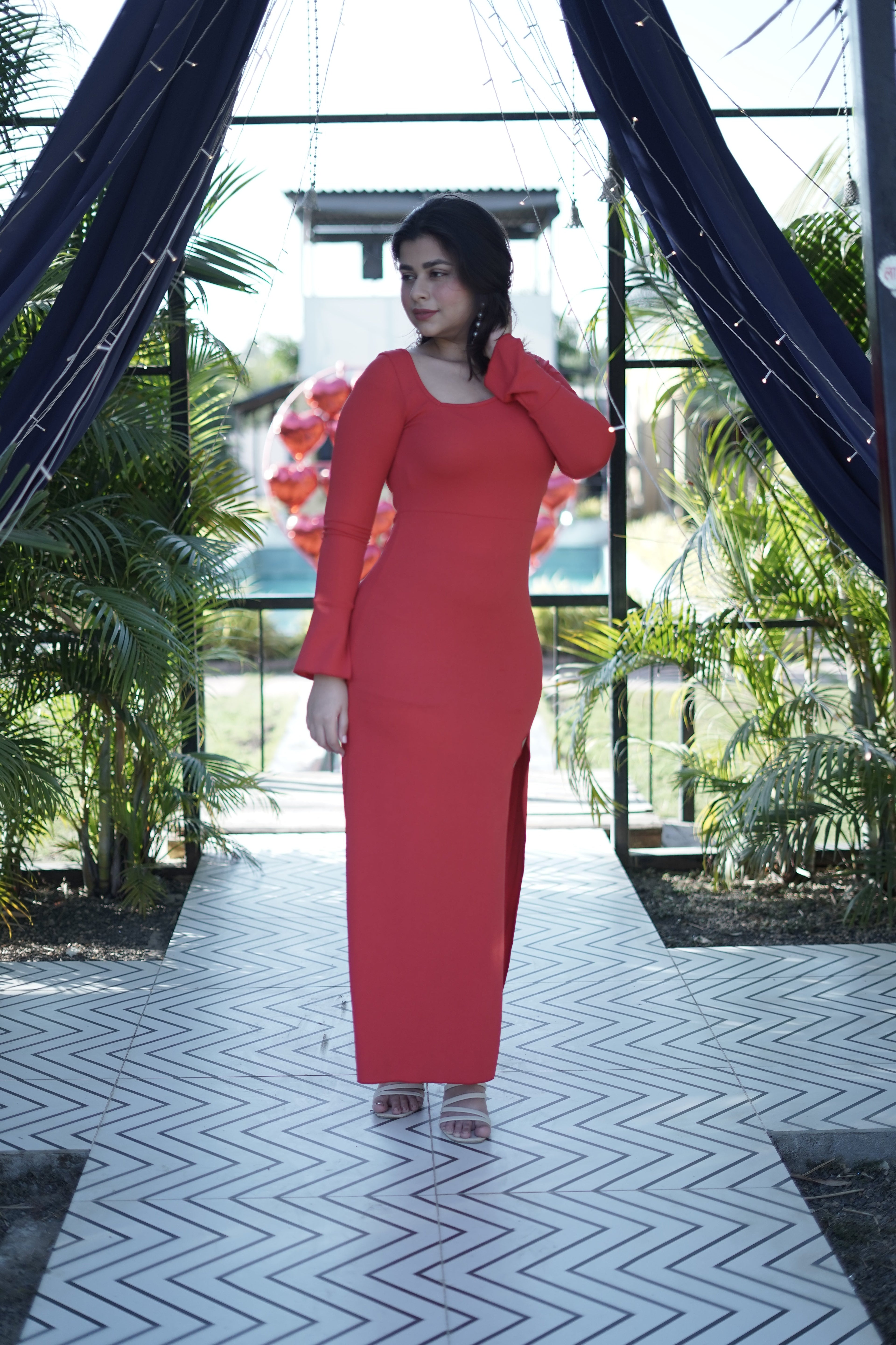 Crimson Enigma Bodycon Dress