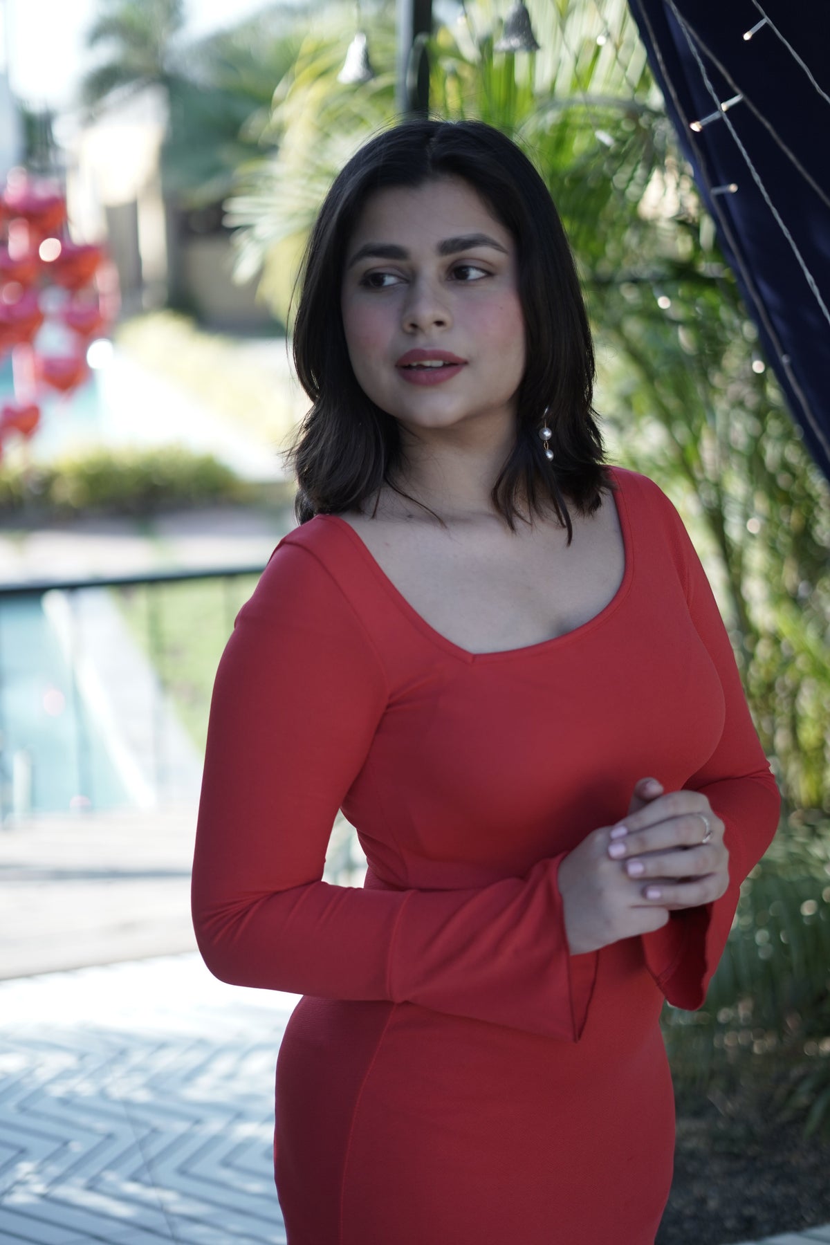 Crimson Enigma Bodycon Dress