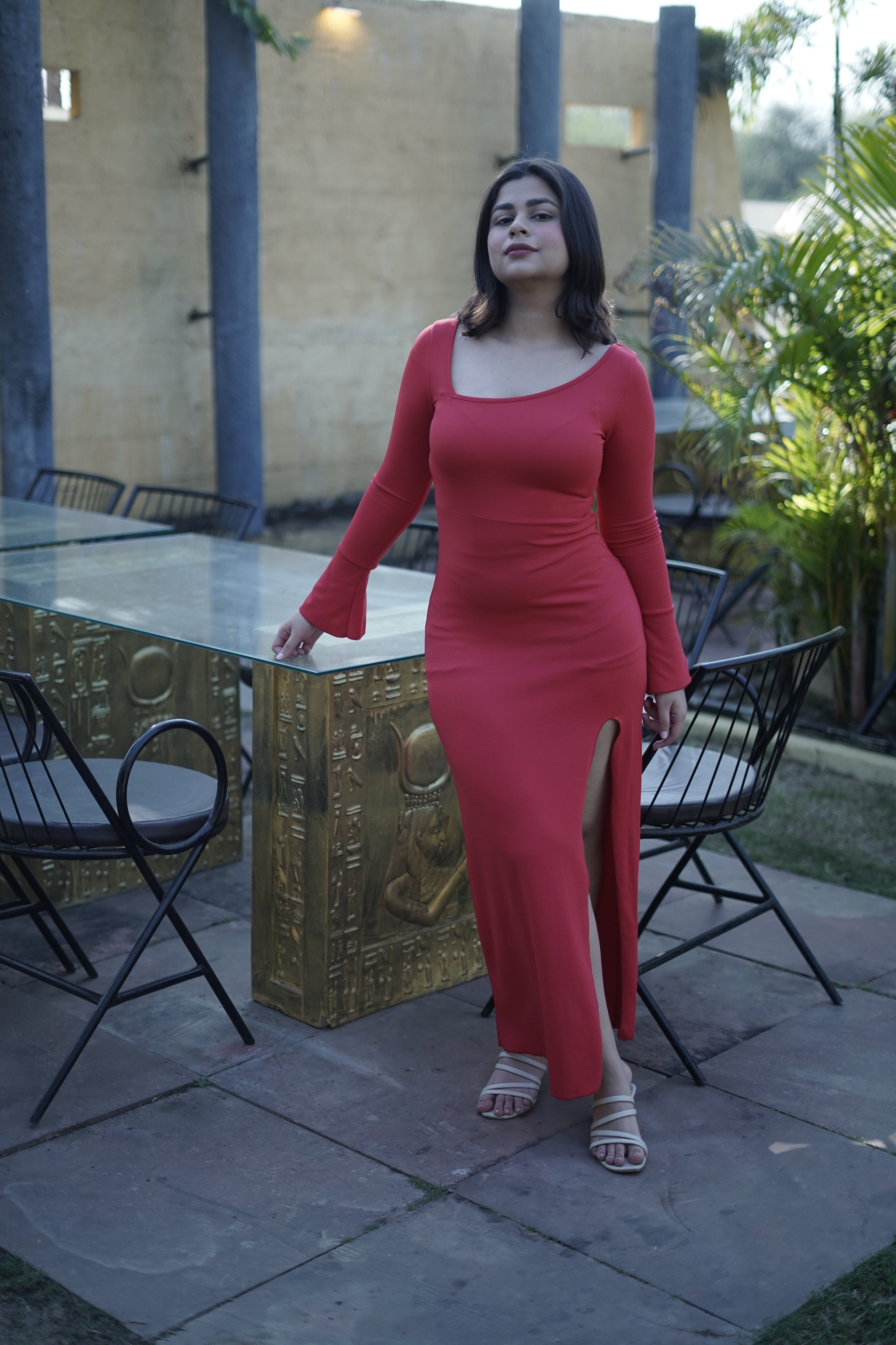 Crimson Enigma Bodycon Dress