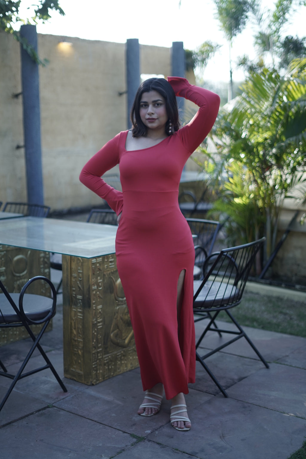 Crimson Enigma Bodycon Dress