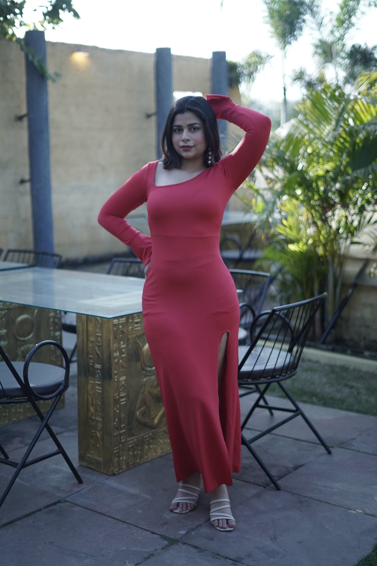 Crimson Enigma Bodycon Dress