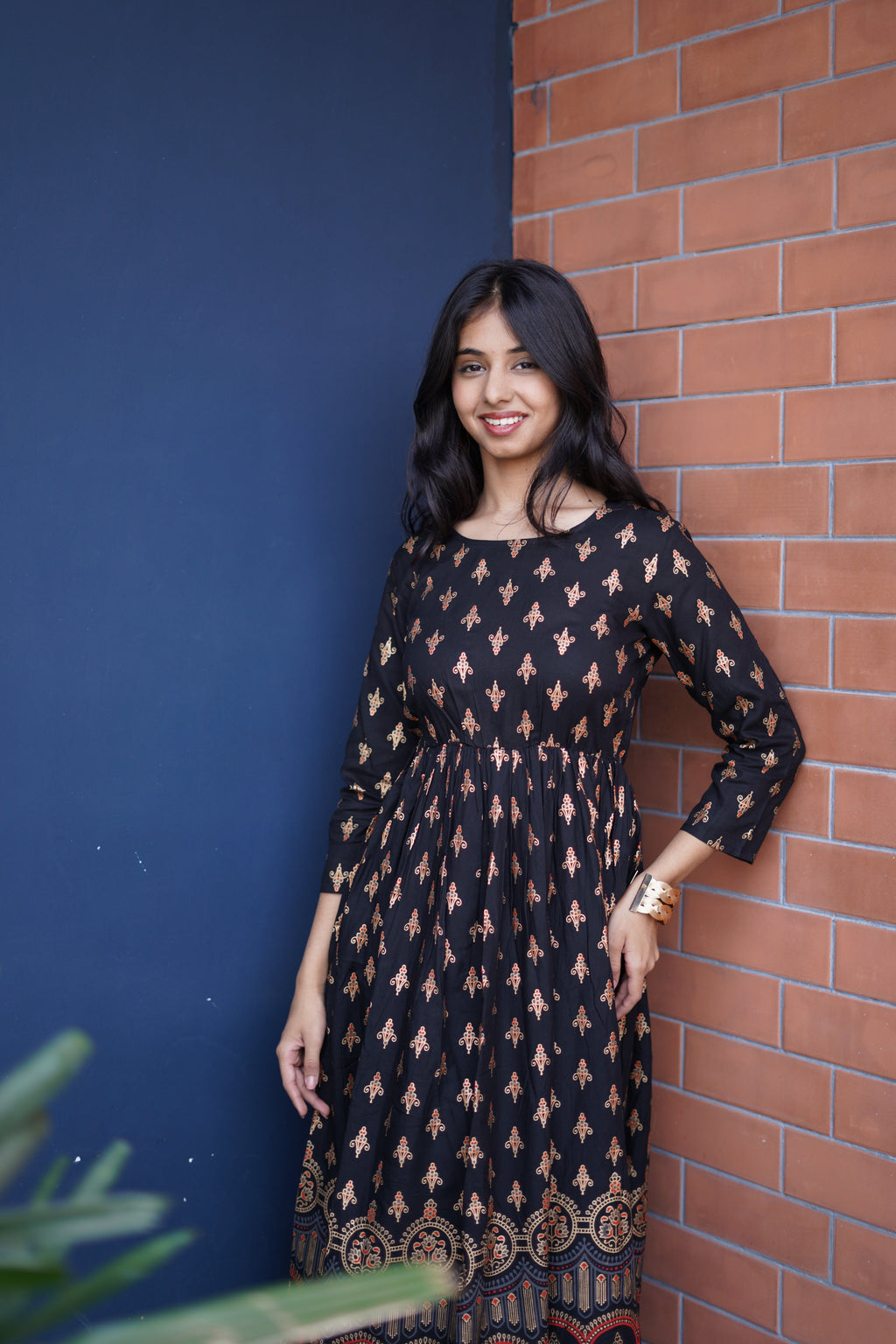 Elegant Printed Fit & Flare Midi Dress