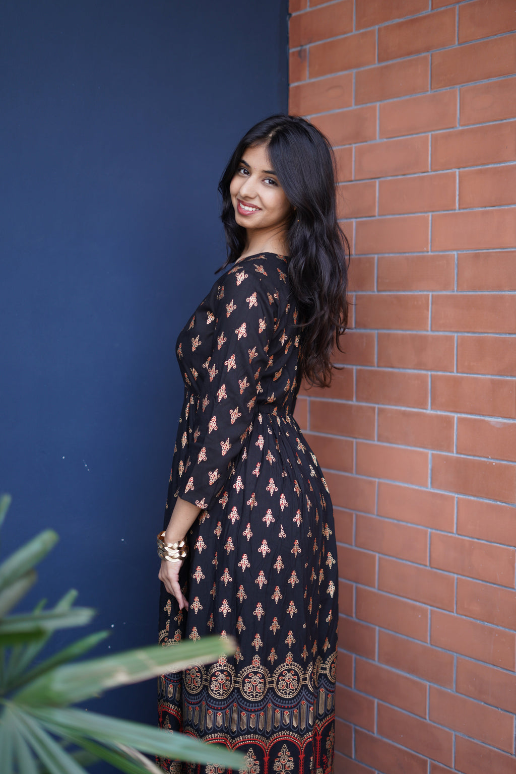 Elegant Printed Fit & Flare Midi Dress