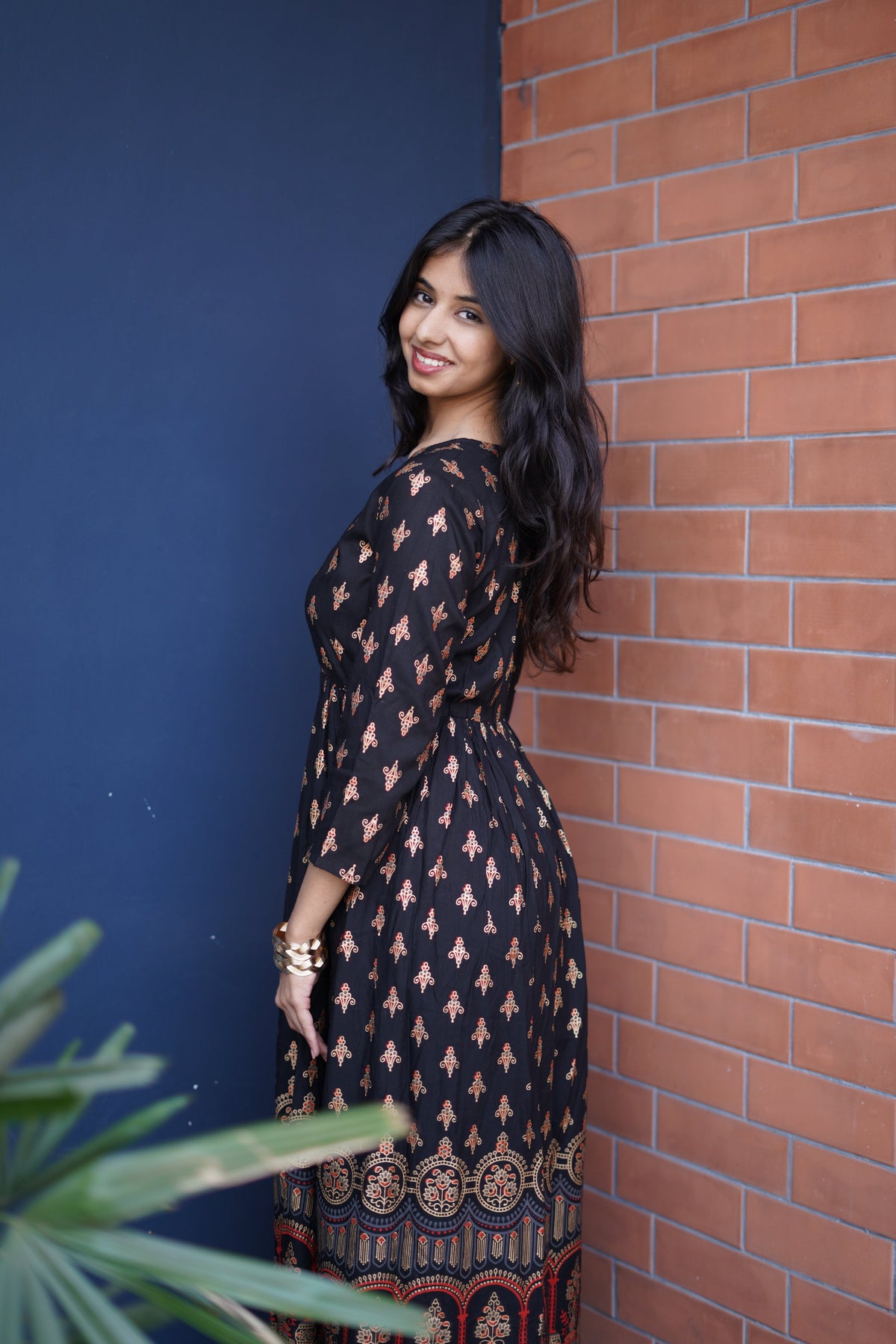Elegant Printed Fit & Flare Midi Dress