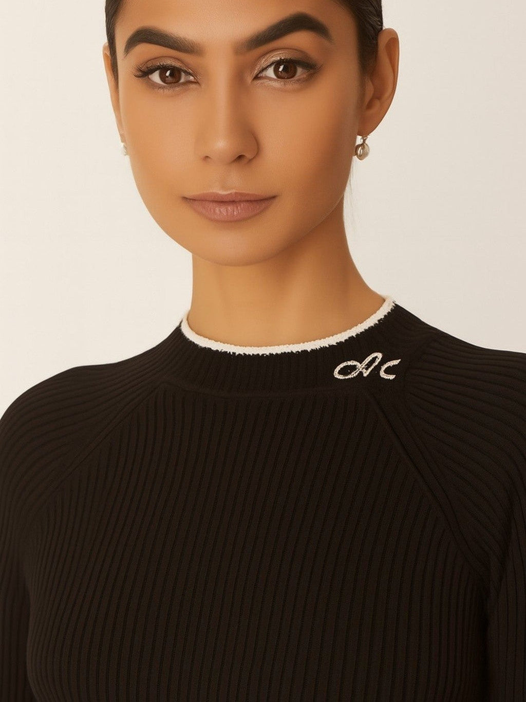 Noir Bloom Embroidered Pullover