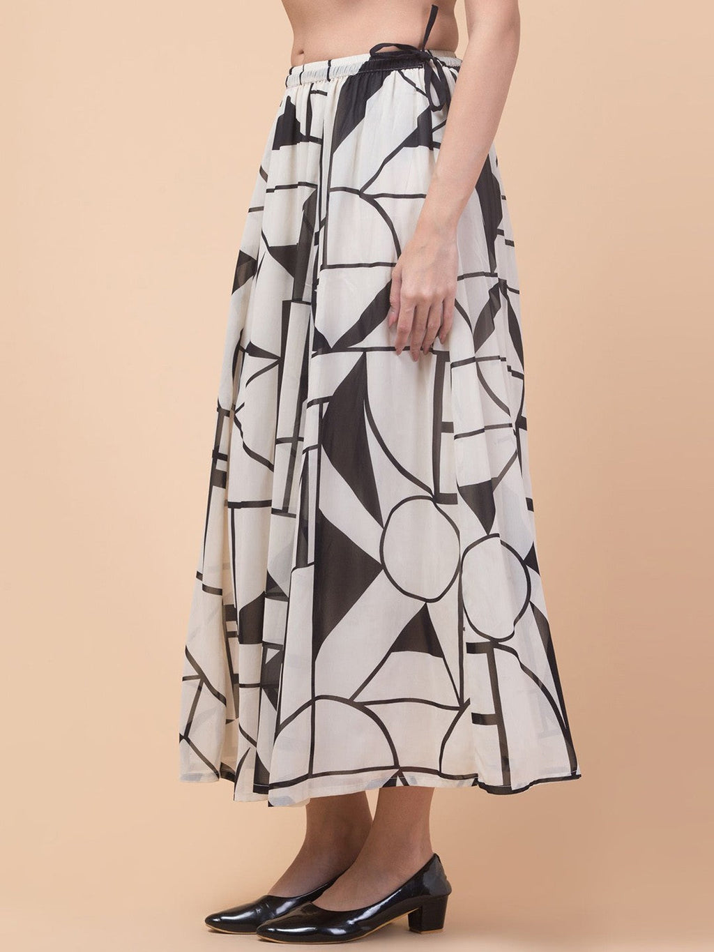 Off-White Geometric Print Maxi Skirt