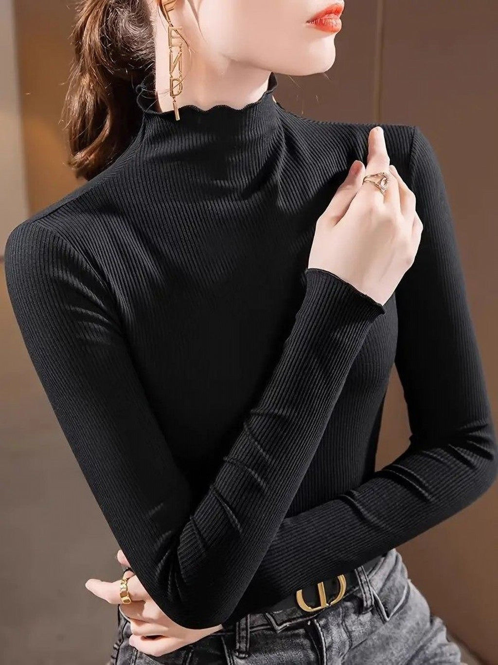 Noir Chic High Neck Top