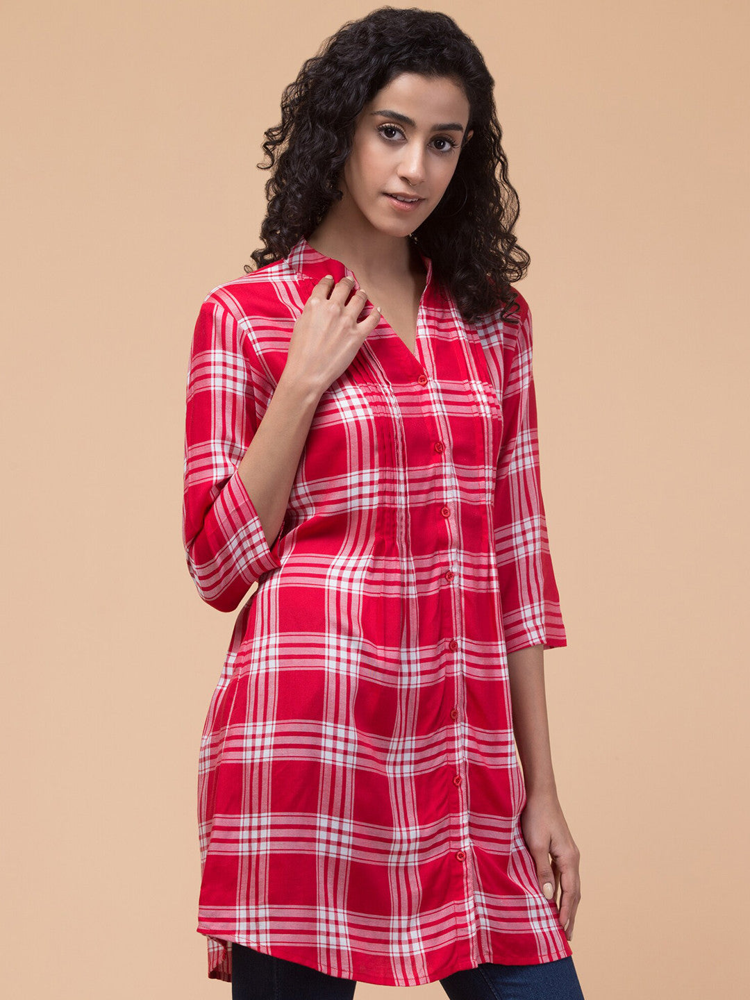 Crimson Charm Cotton Tunic