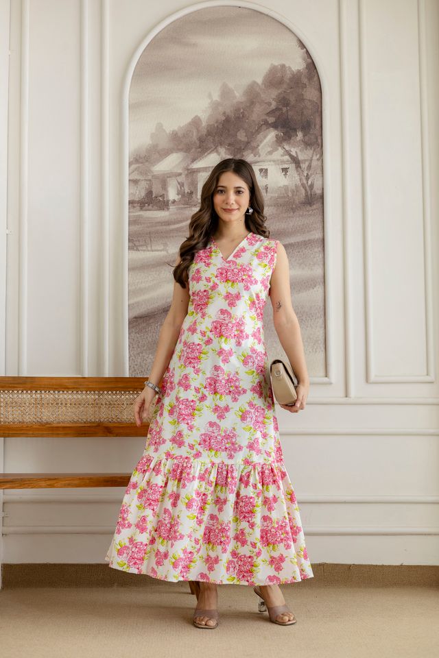 White Petal Grace Maxi Dress