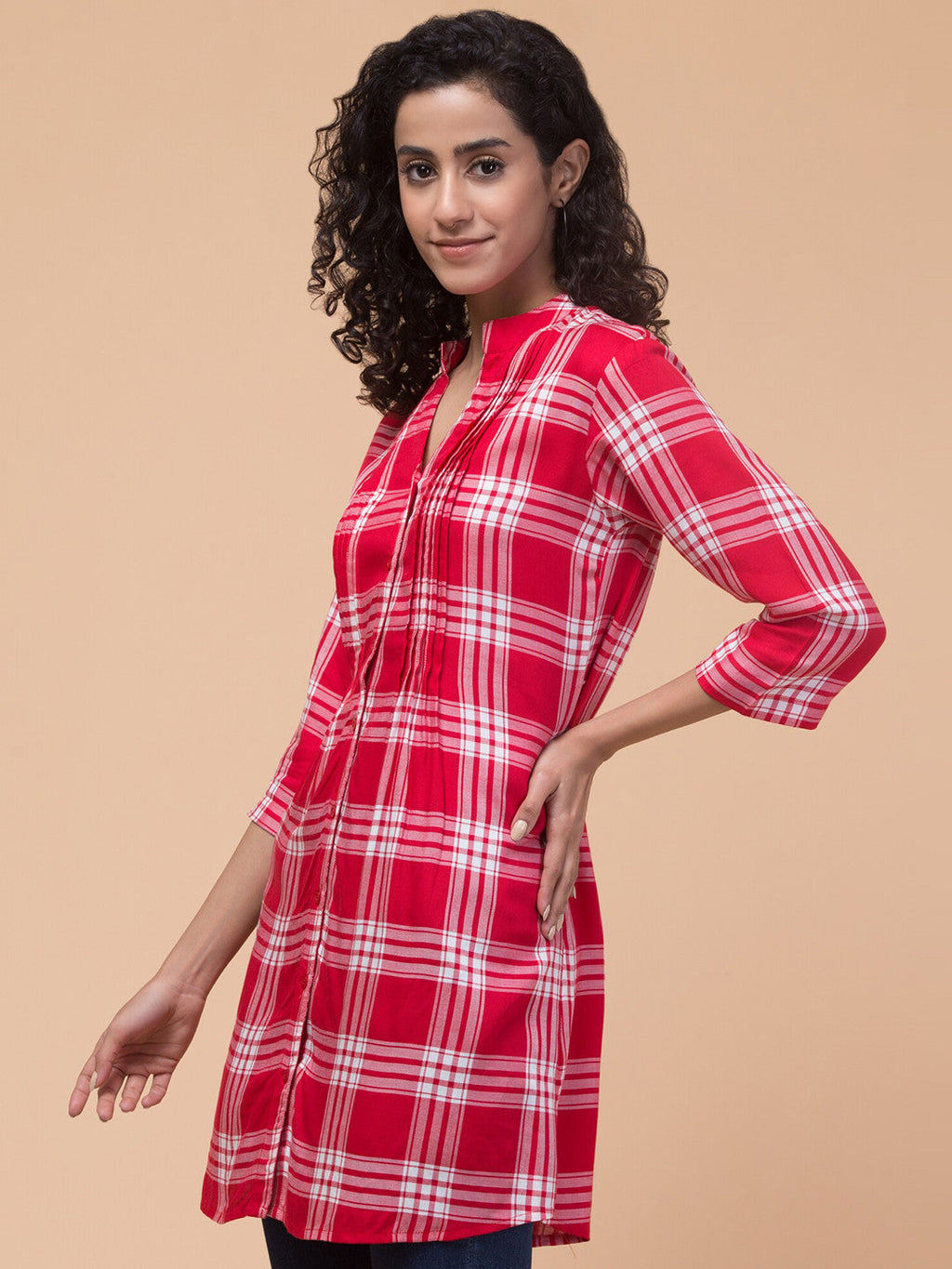 Crimson Charm Cotton Tunic