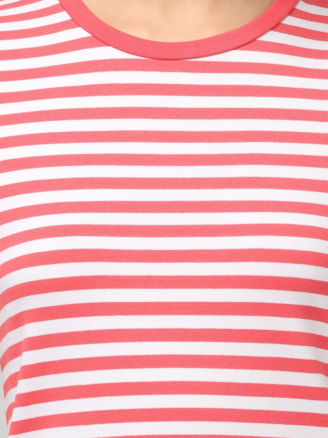Trendy Red Striped T-Shirt Dress