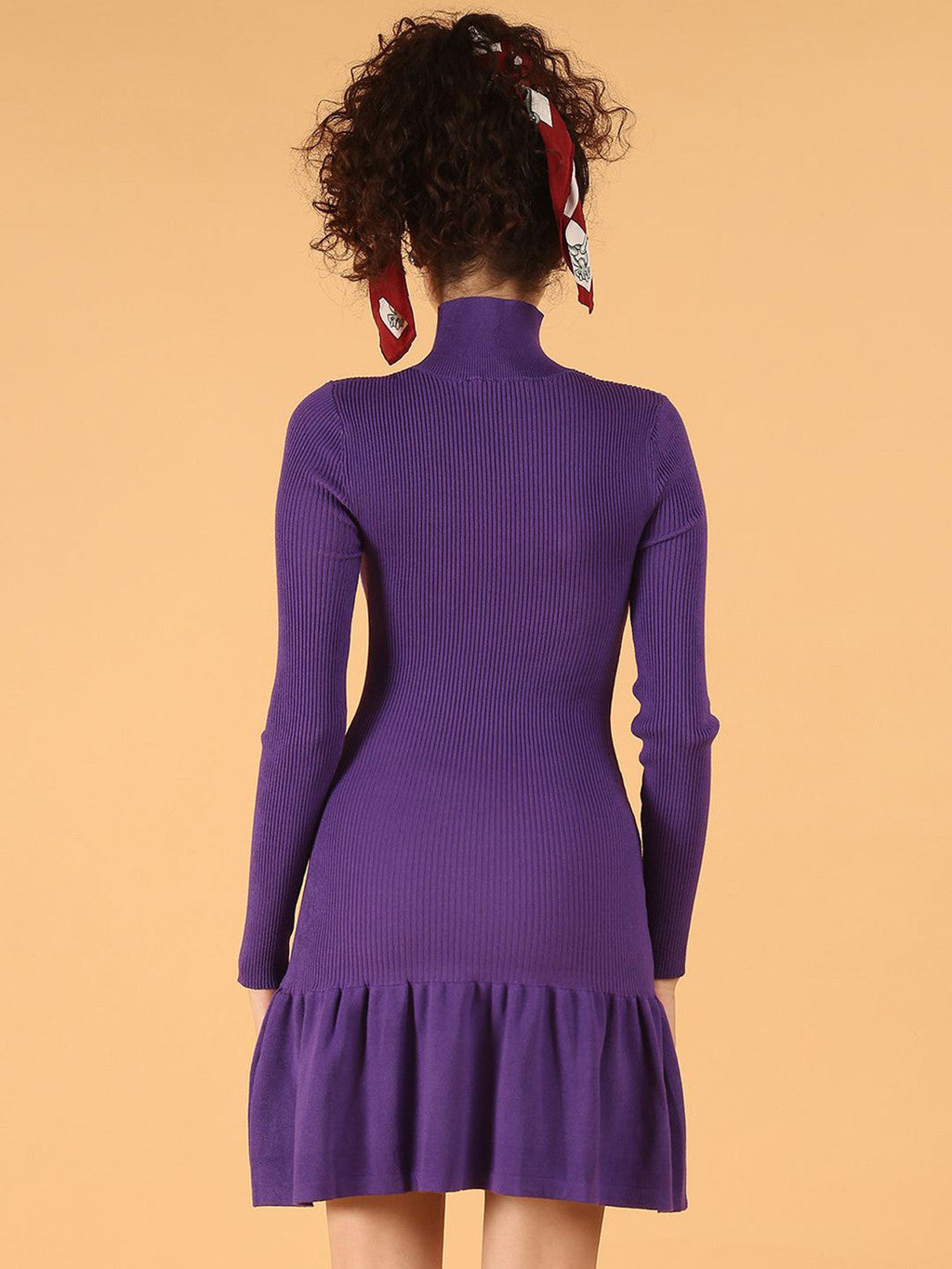 Purple Chic High Neck Bodycon Dress