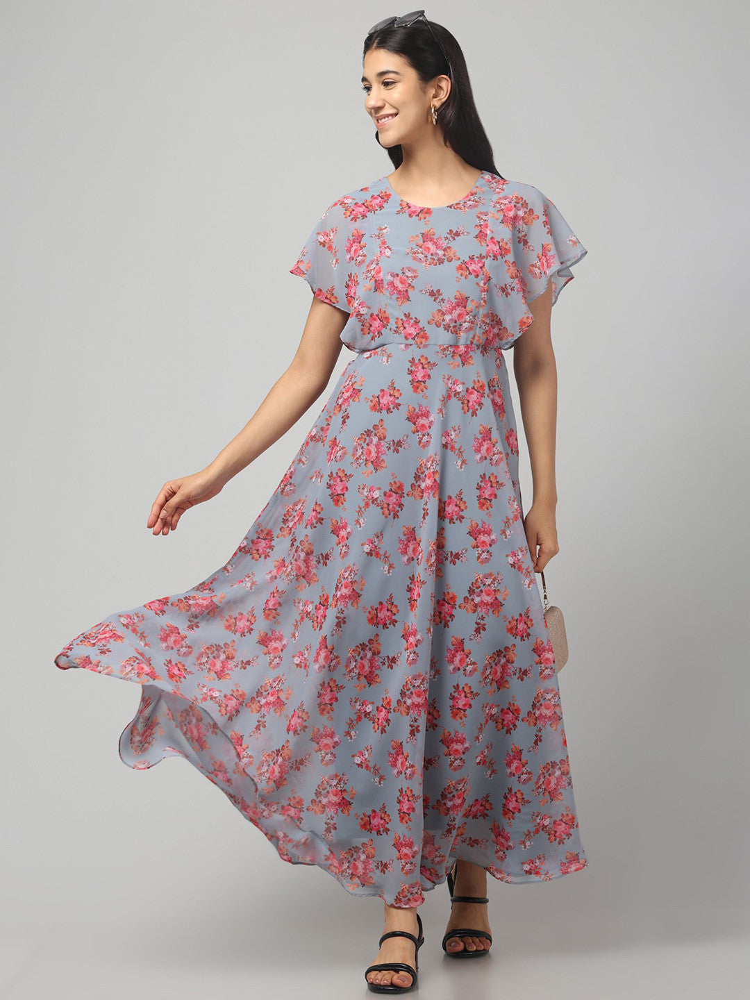 Chic Floral A-Line Maxi Dress