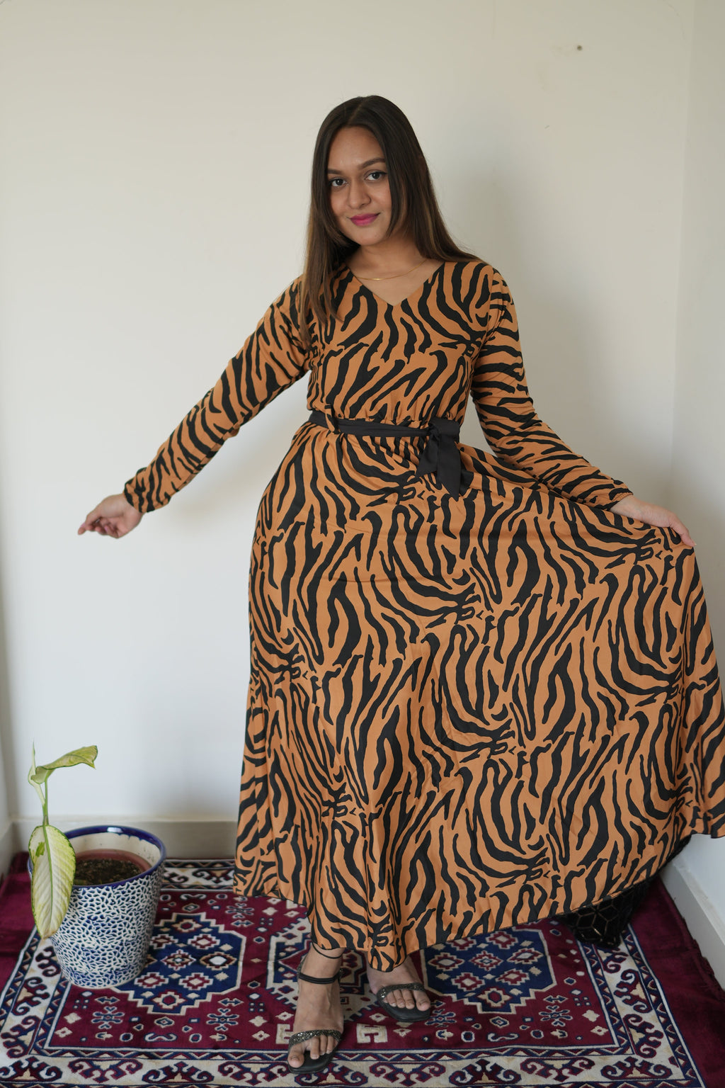 Sunset Noir Fit and Flare Maxi Dress
