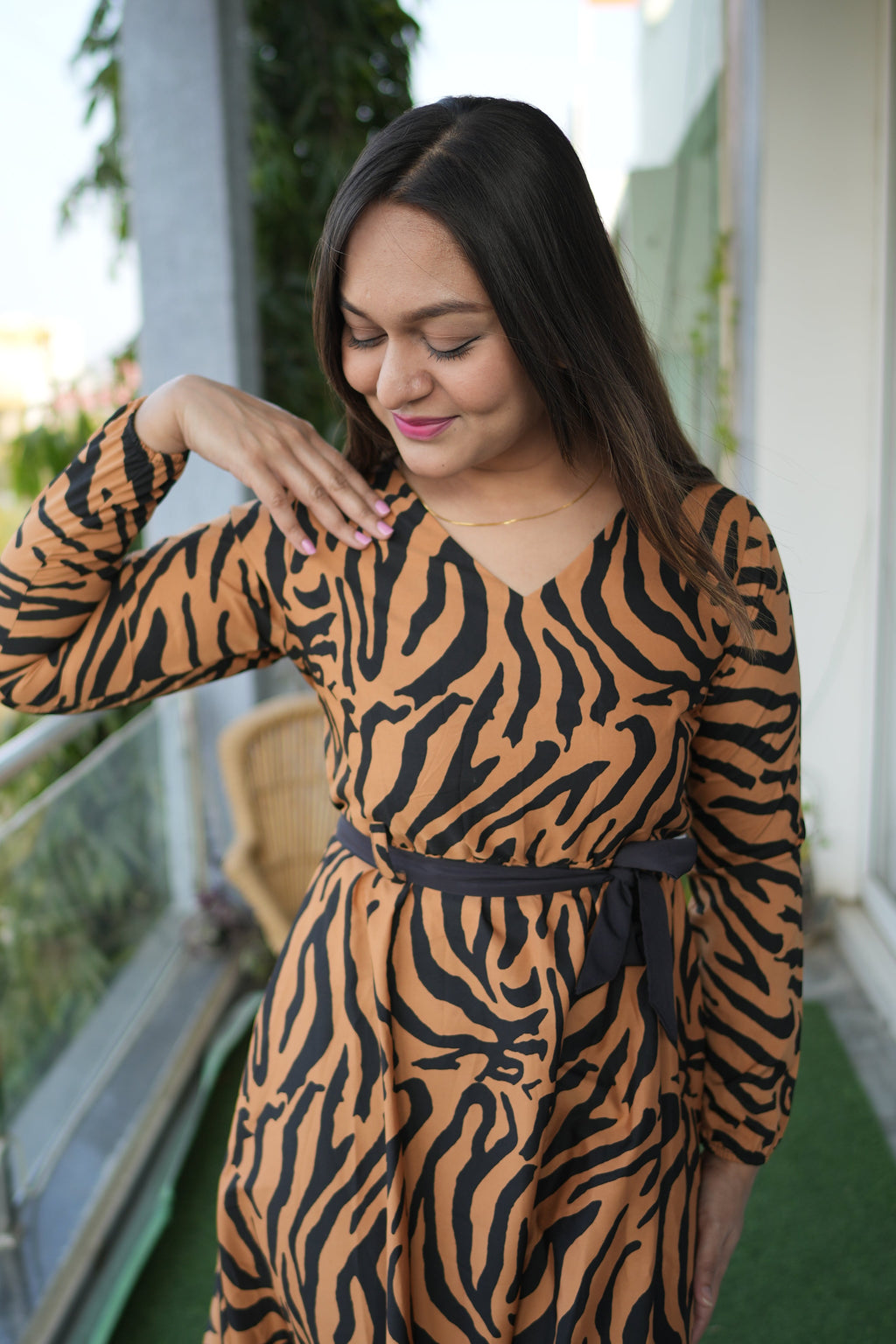 Sunset Noir Fit and Flare Maxi Dress