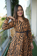 Sunset Noir Fit and Flare Maxi Dress