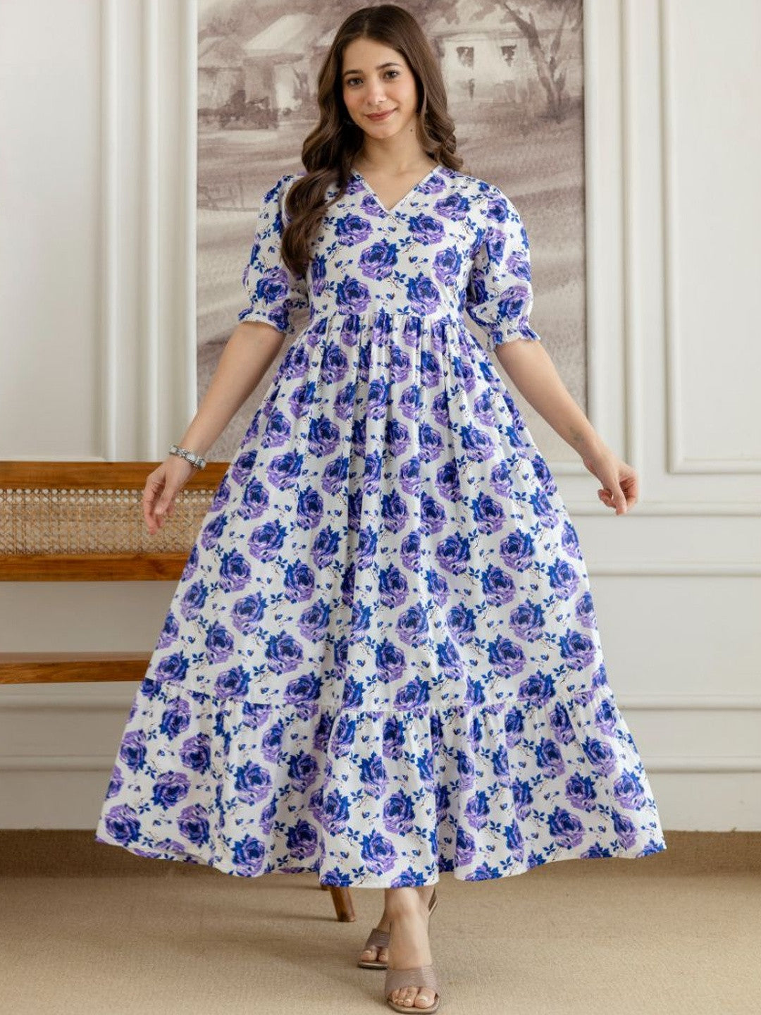 Purple Meadow Flare Maxi Dress