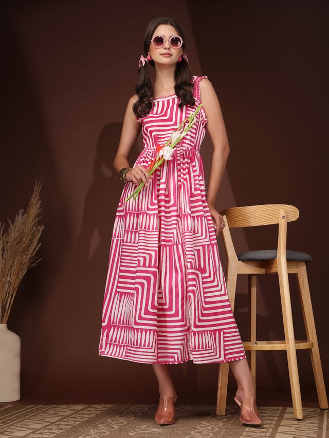Classic Blush Fit & Flare Maxi Dress