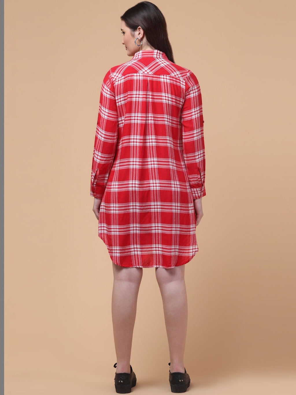 Red Check Charm Shirt Dress