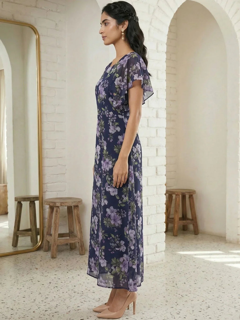 Chic Floral A-Line Maxi Dress