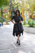 Checked Cotton Shirt Collar Dress