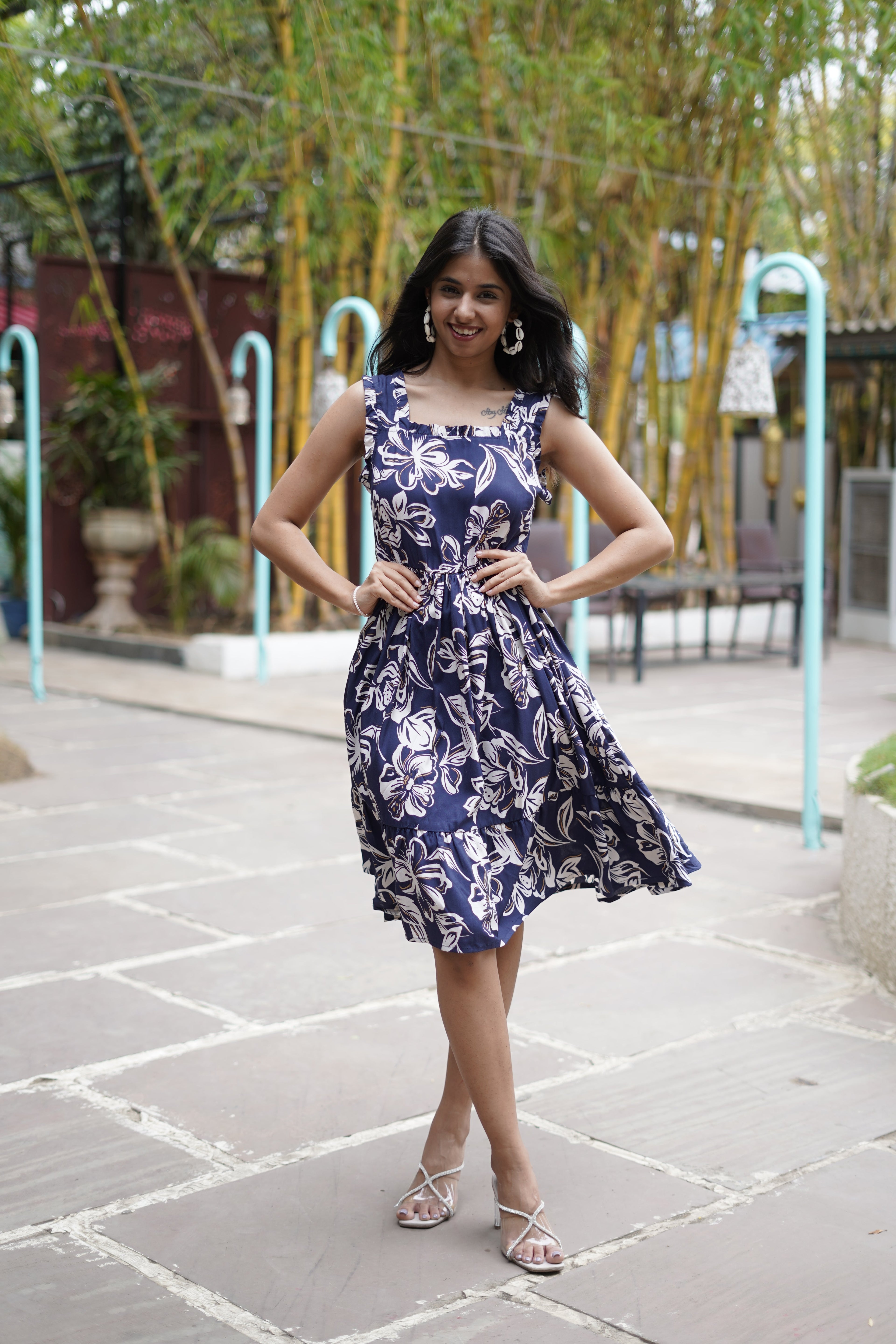 Blue Breeze Printed Skater Dress
