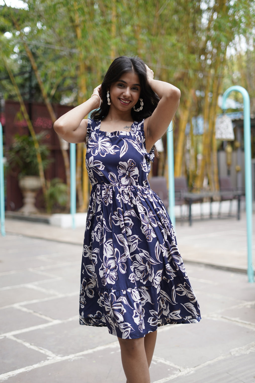 Blue Breeze Printed Skater Dress