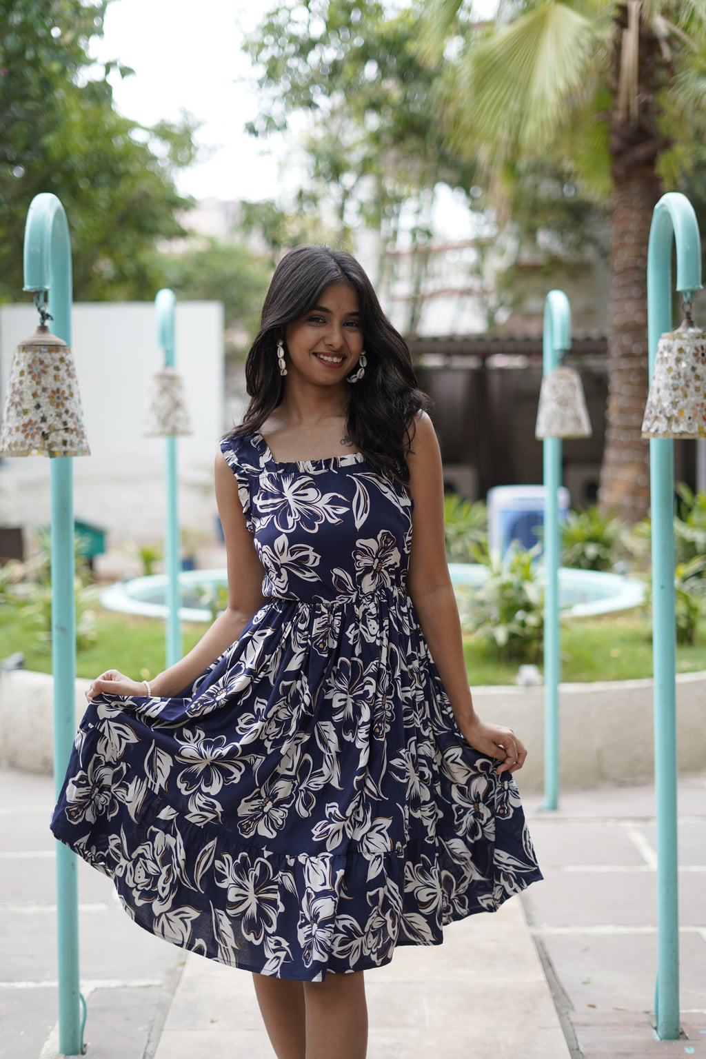 Blue Breeze Printed Skater Dress