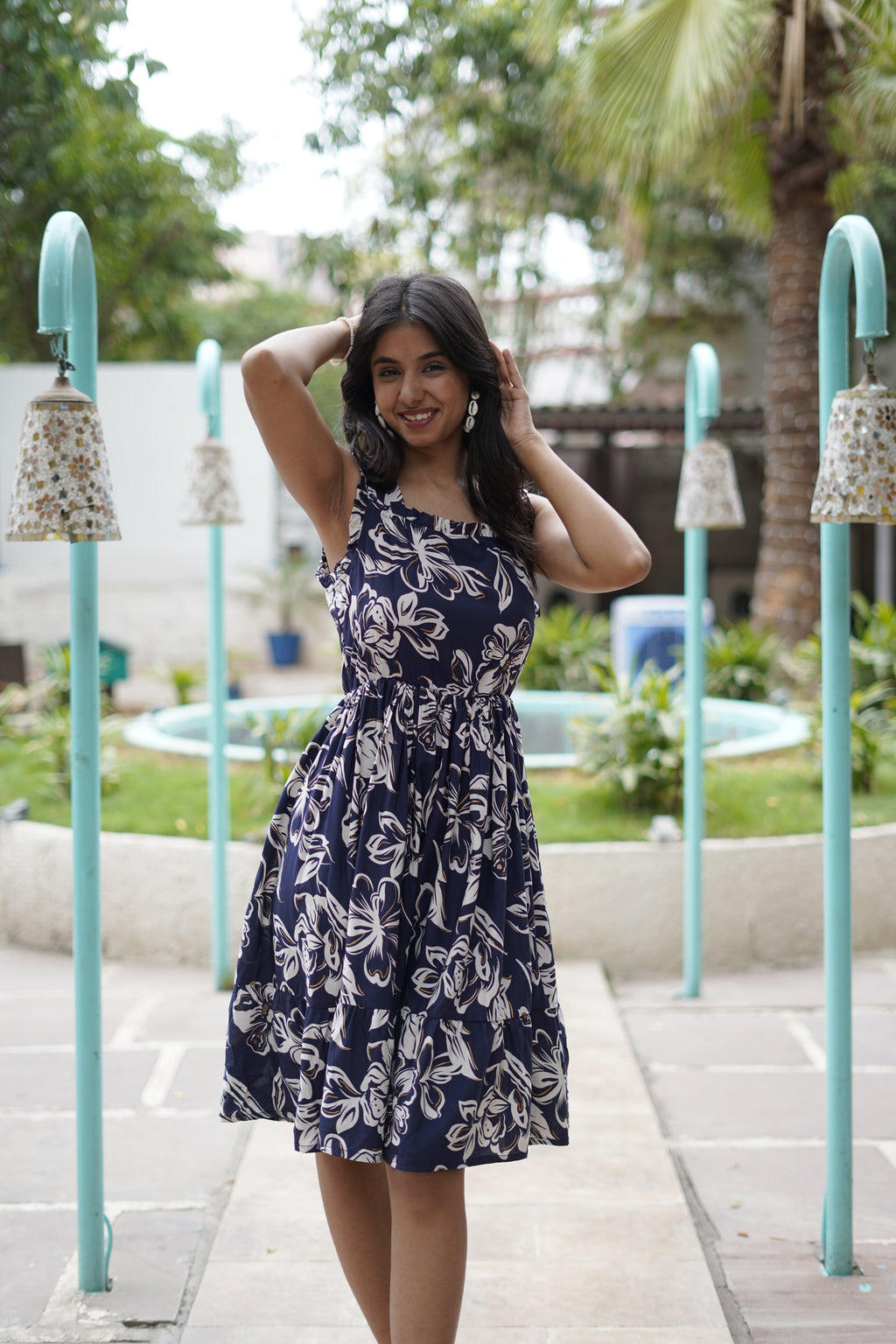 Blue Breeze Printed Skater Dress