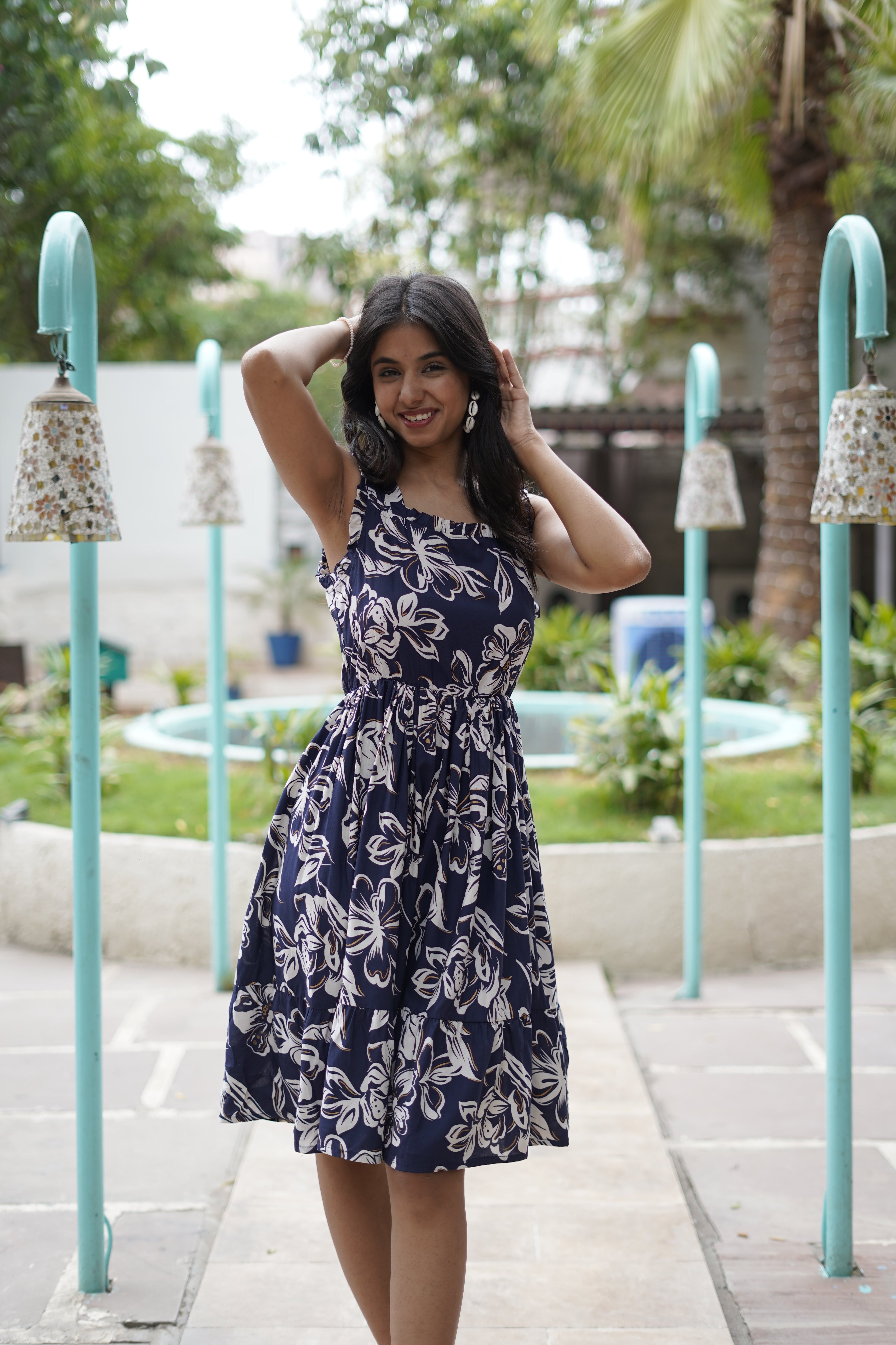 Blue Breeze Printed Skater Dress