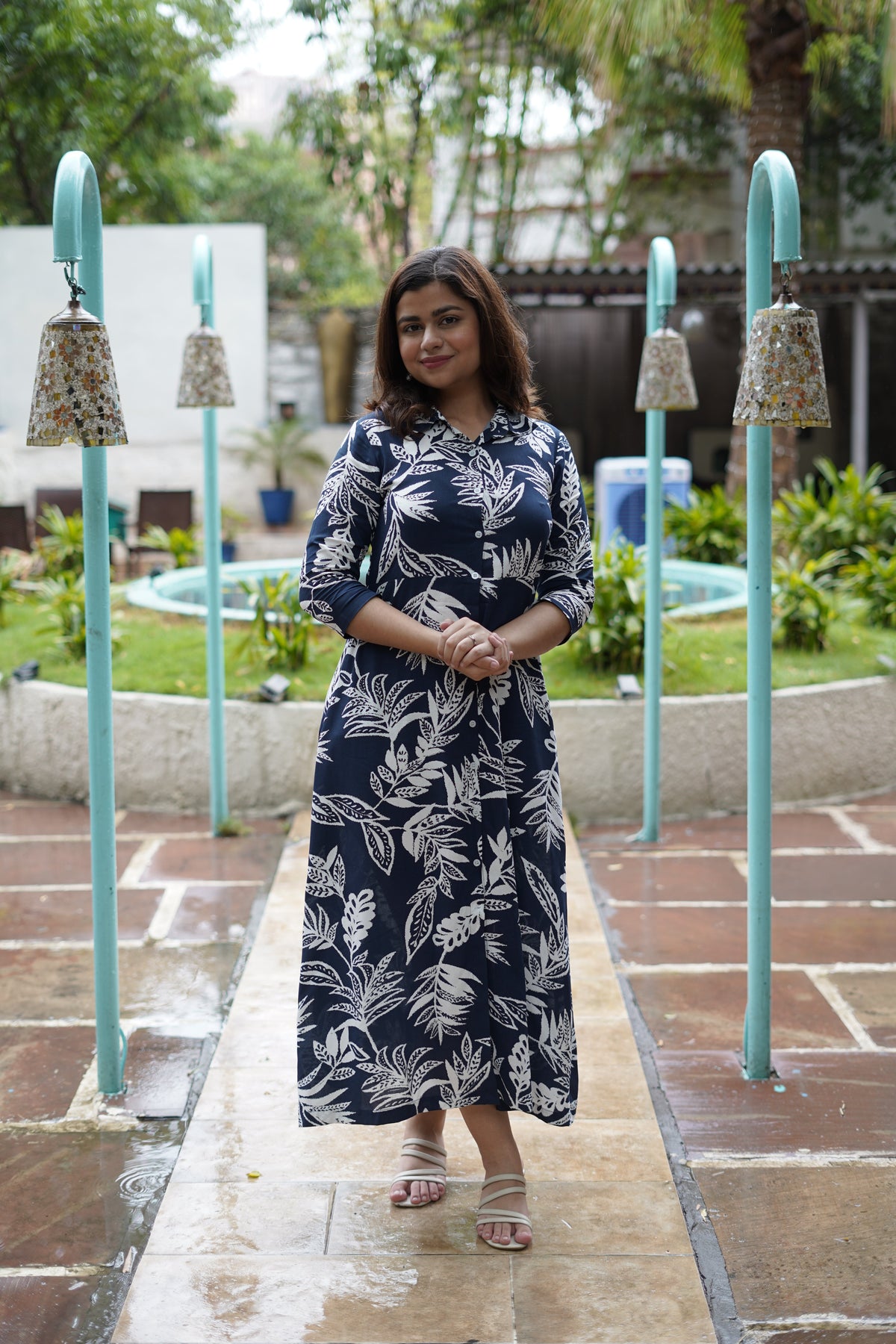 Midnight Printed Navy Shirt Dress
