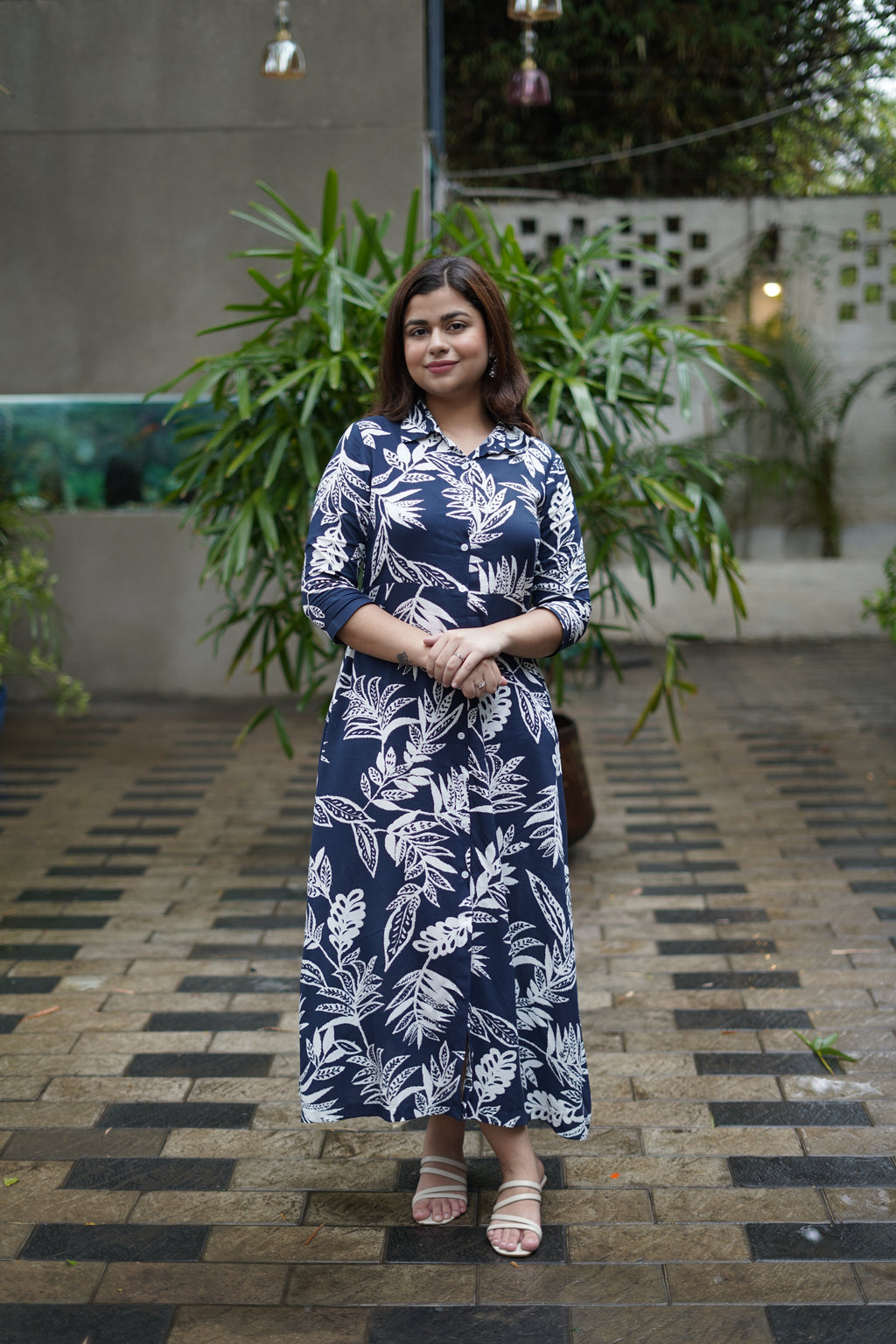 Midnight Printed Navy Shirt Dress