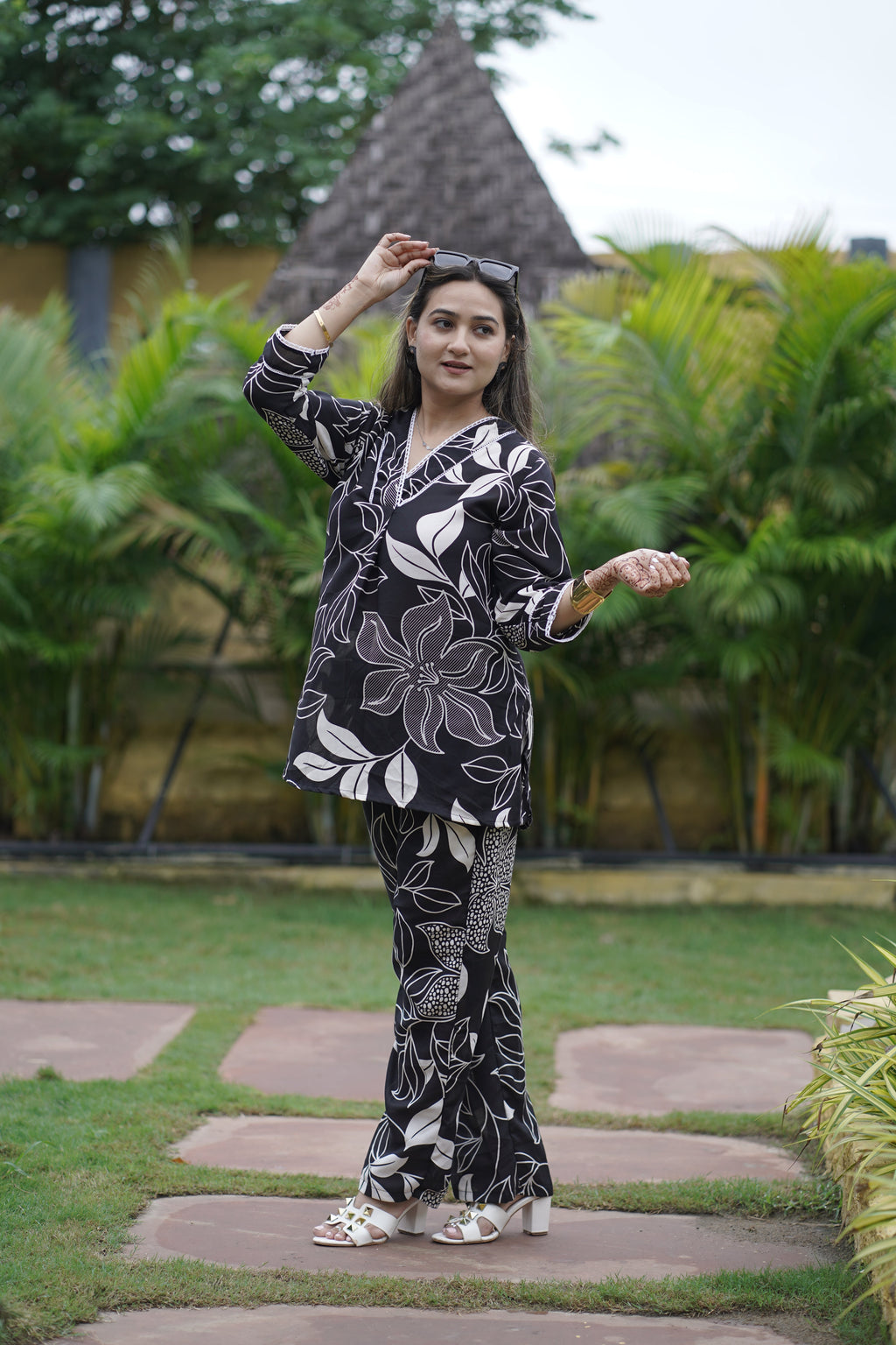 Noir Bloom Floral Print Co-ord Set