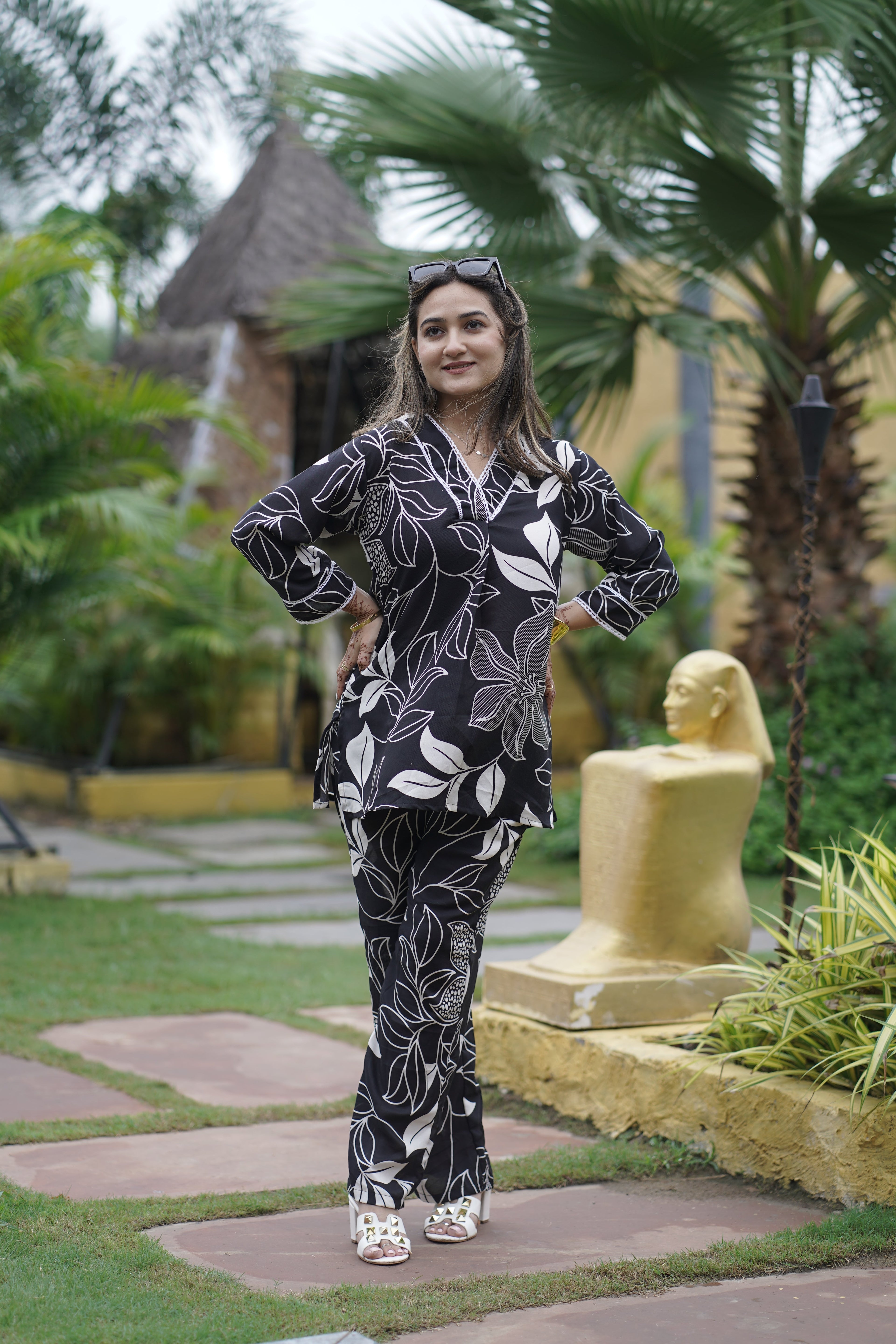 Noir Bloom Floral Print Co-ord Set