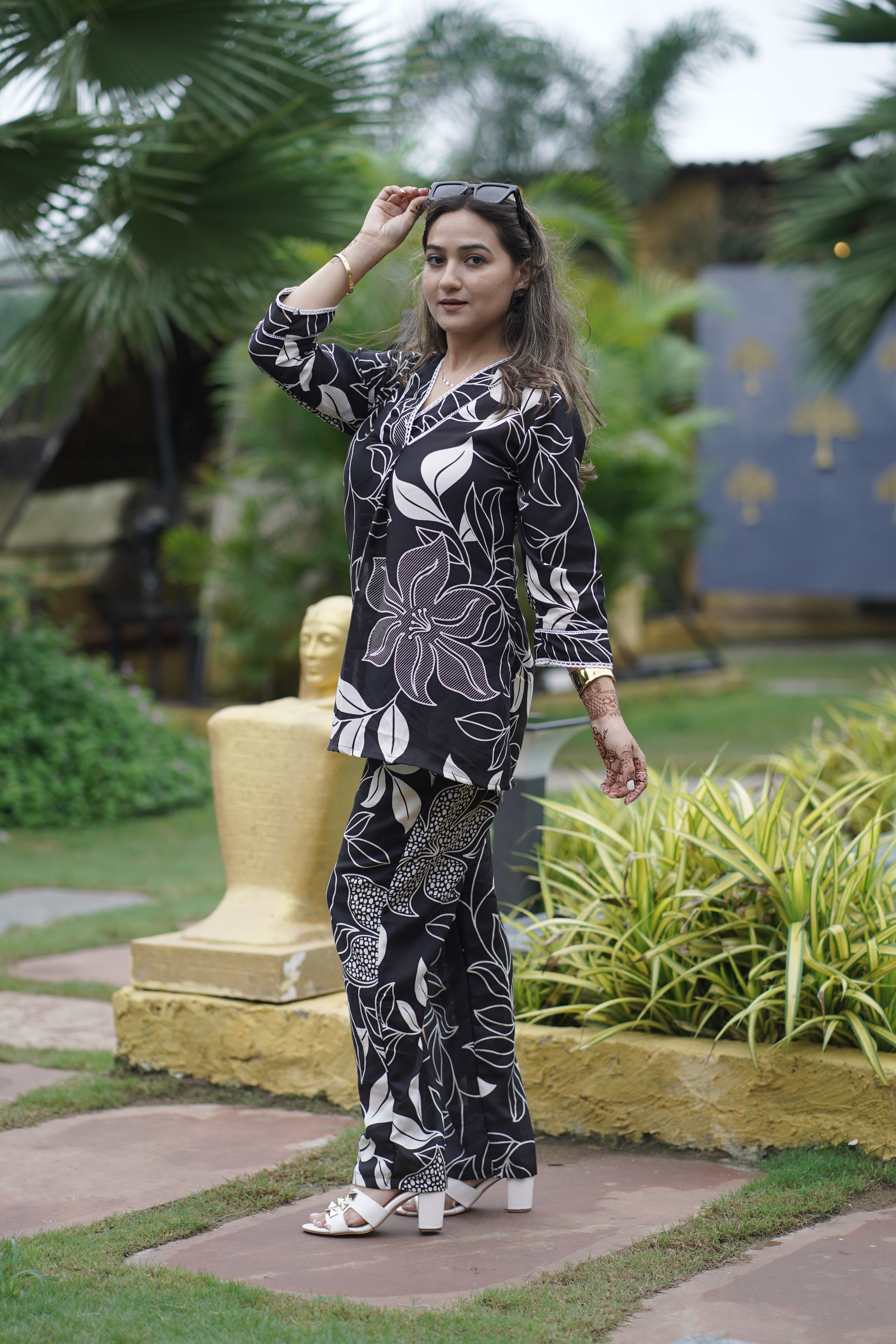 Noir Bloom Floral Print Co-ord Set
