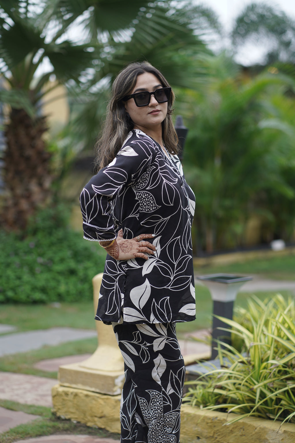 Noir Bloom Floral Print Co-ord Set